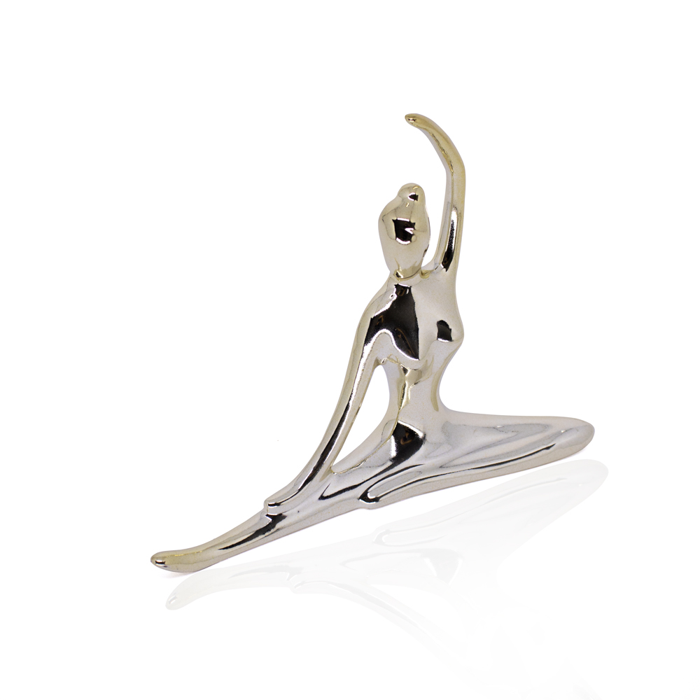 Enfeite Decorativo Bailarina em Cerâmica Dourado 13x16x3,5cm - D'Rossi