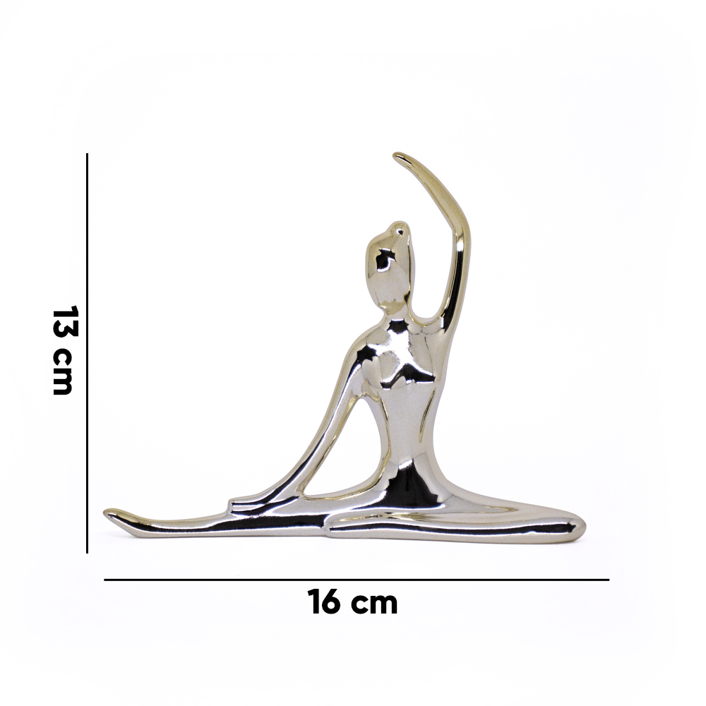 Enfeite Decorativo Bailarina em Cerâmica Dourado 13x16x3,5cm - D'Rossi