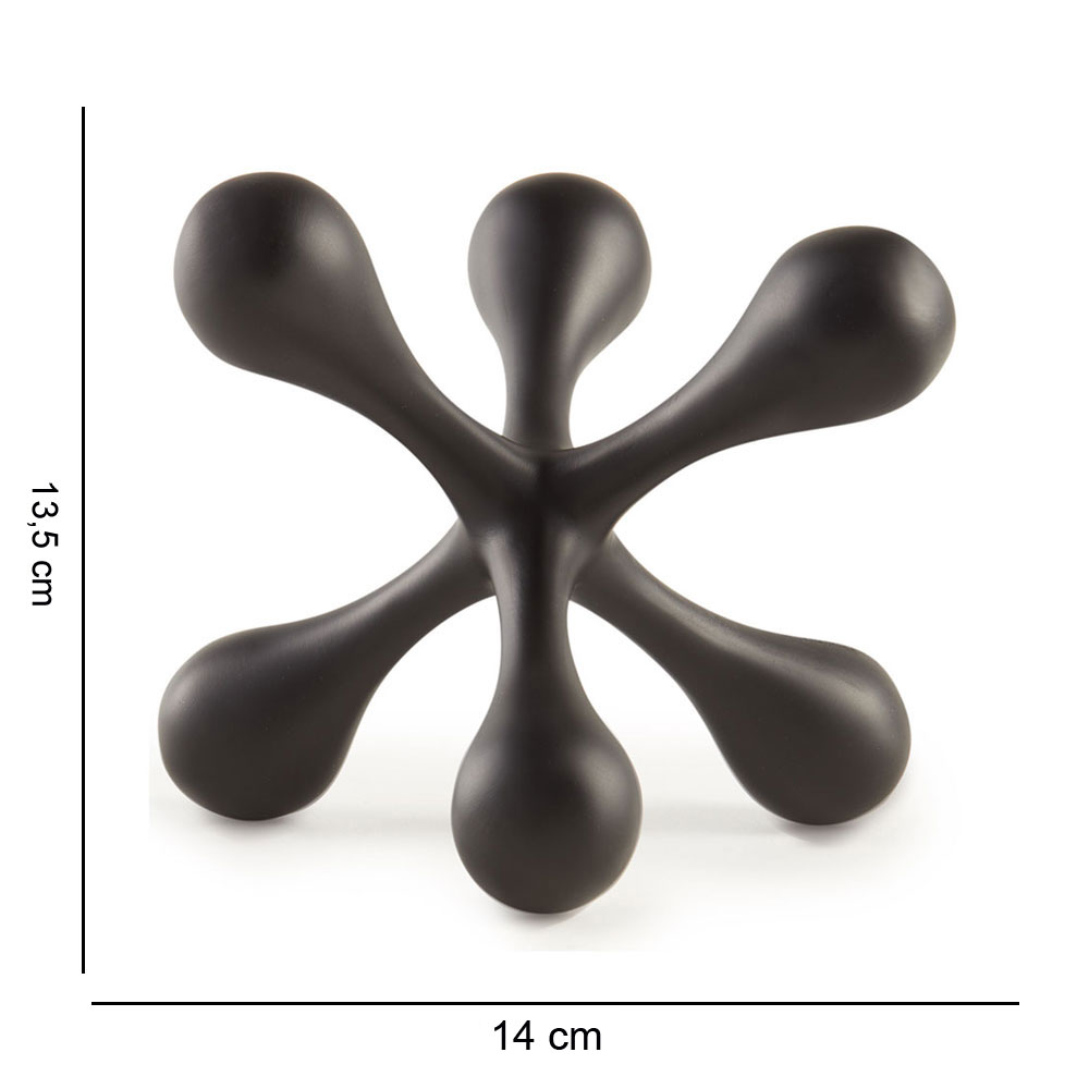 Enfeite Decorativo em Poliresina Preto 13,5x14 cm - D'Rossi
