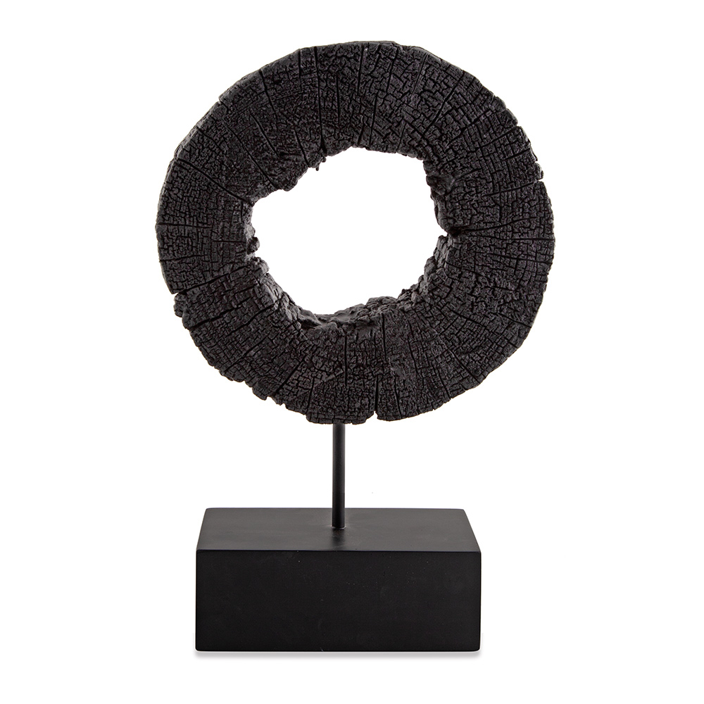 Escultura Decorativa "Círculo" em Poliresina Preto 43,5x10 cm - D'Rossi