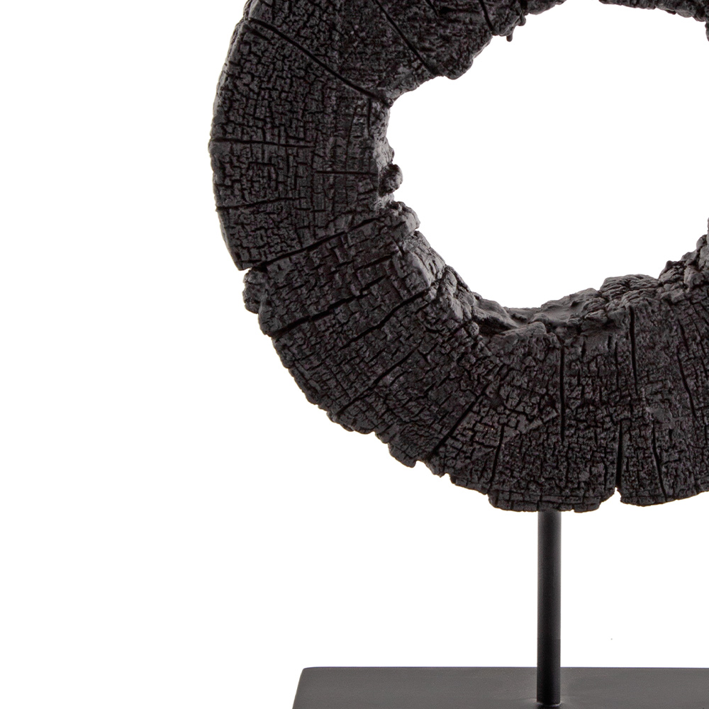 Escultura Decorativa "Círculo" em Poliresina Preto 43,5x10 cm - D'Rossi