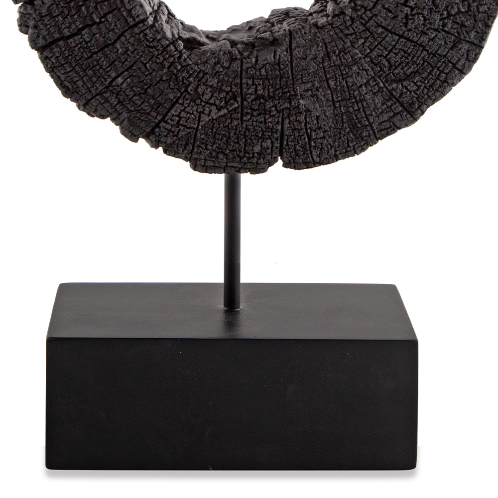 Escultura Decorativa "Círculo" em Poliresina Preto 43,5x10 cm - D'Rossi