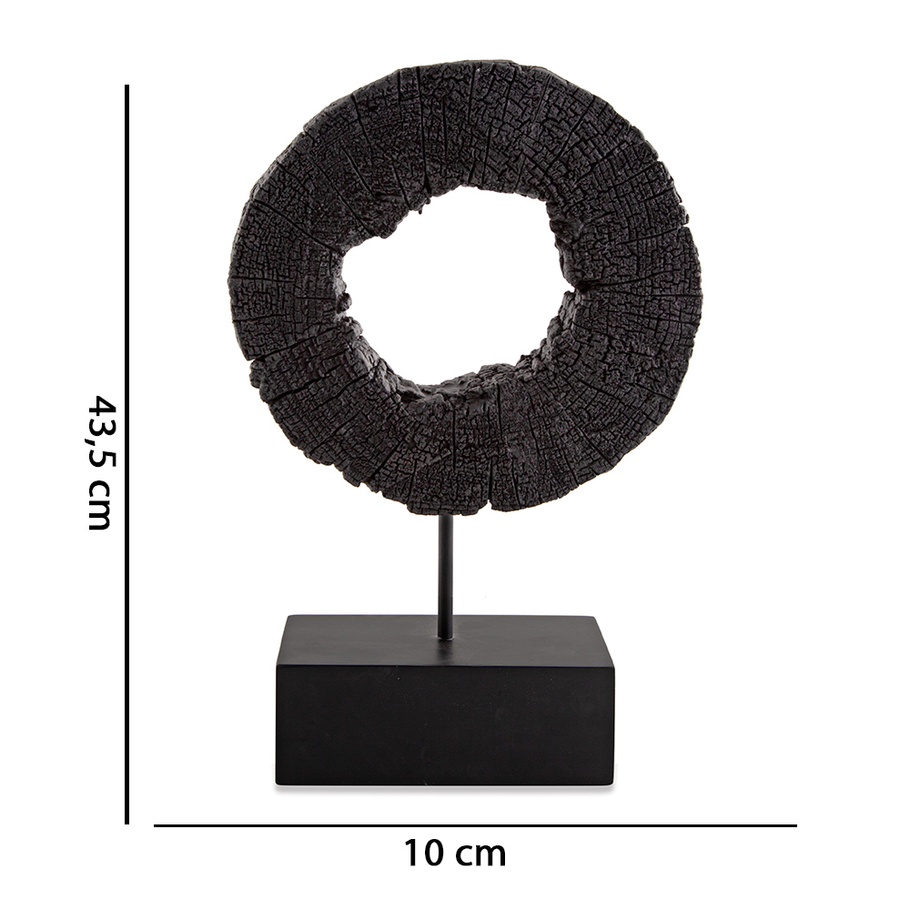 Escultura Decorativa "Círculo" em Poliresina Preto 43,5x10 cm - D'Rossi
