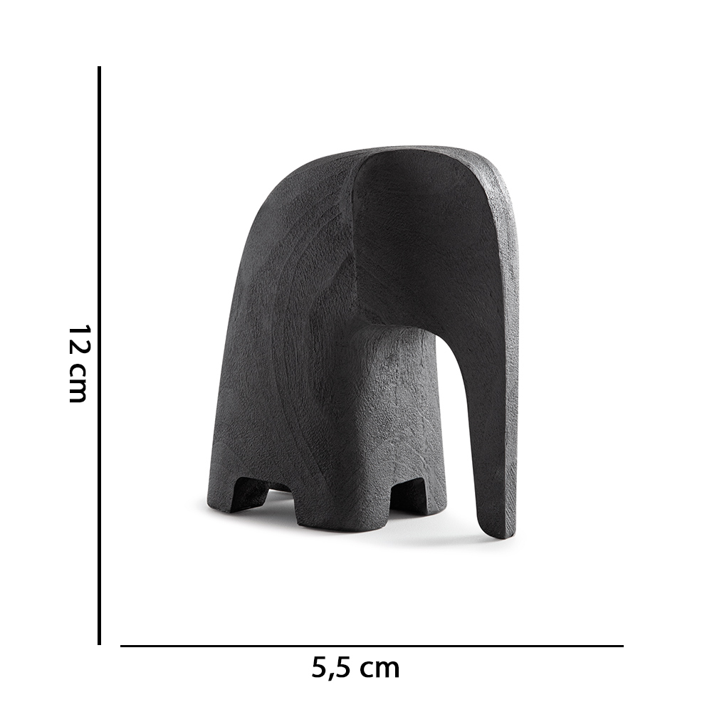 Escultura Decorativa "Elefante" em Poliresina Preto 12x5,5 cm - D'Rossi