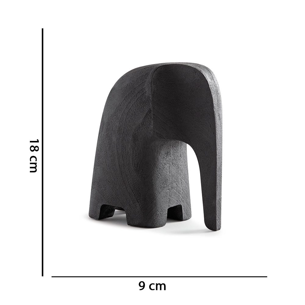Escultura Decorativa "Elefante" em Poliresina Preto 18,5x8,5 cm - D'Rossi