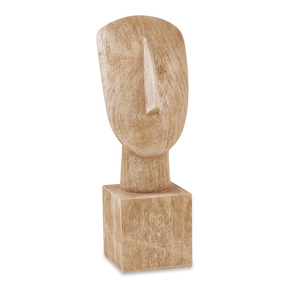 Escultura Decorativa "Face" em Poliresina Madeira 32x11,5 cm - D'Rossi