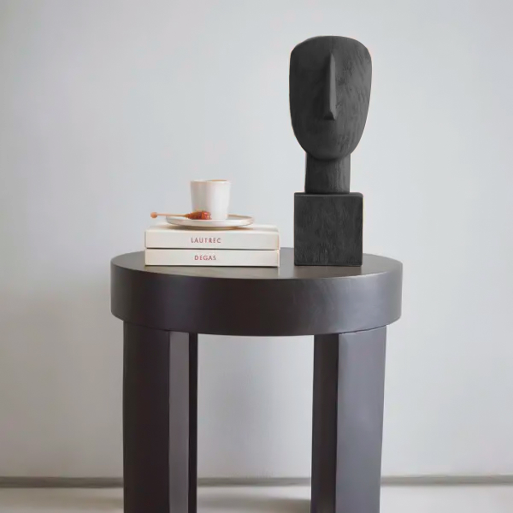 Escultura Decorativa "Face" em Poliresina Preto 42x14,5 cm - D'Rossi
