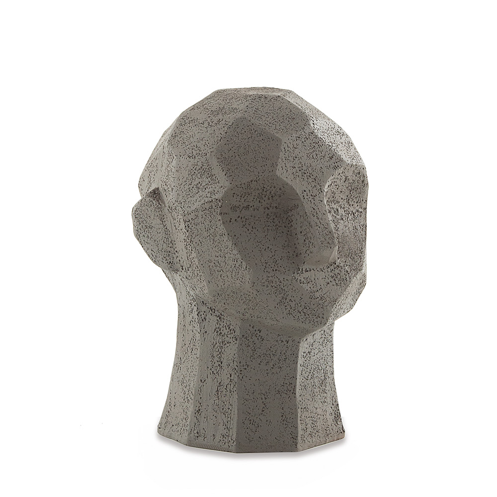 Escultura Decorativa "Rosto" Em Poliresina Cinza 17,5x13 cm - D'Rossi