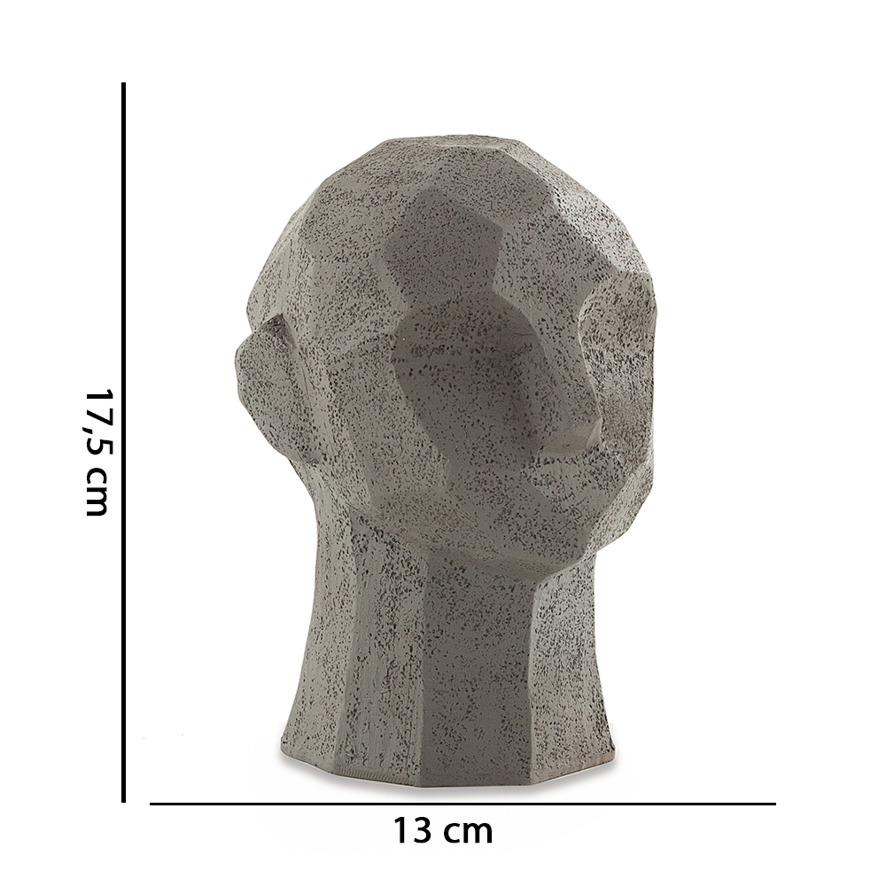 Escultura Decorativa "Rosto" Em Poliresina Cinza 17,5x13 cm - D'Rossi