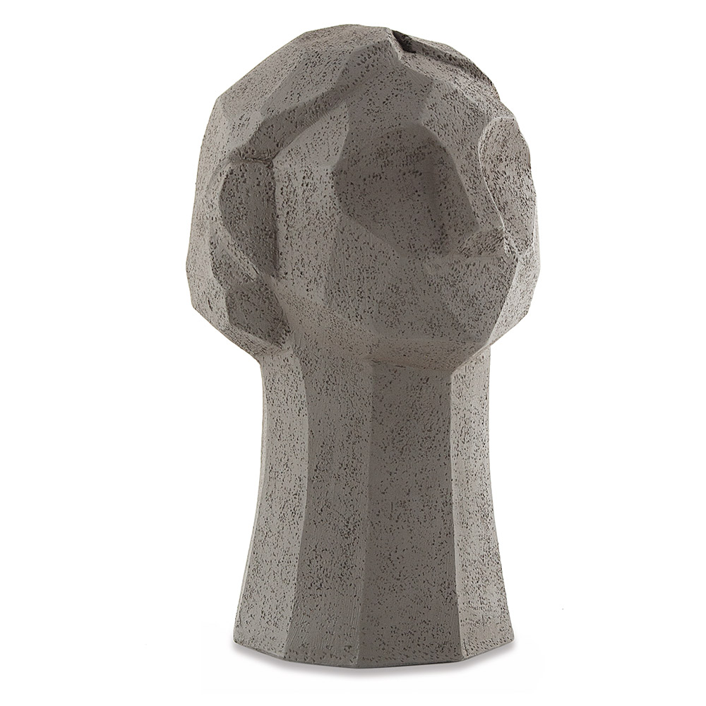 Escultura Decorativa "Rosto" Em Poliresina Cinza 24x15 cm - D'Rossi