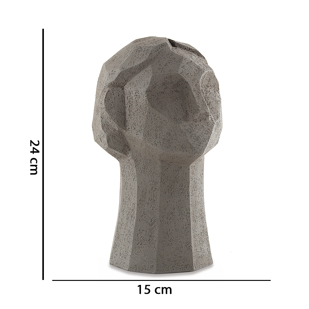Escultura Decorativa "Rosto" Em Poliresina Cinza 24x15 cm - D'Rossi