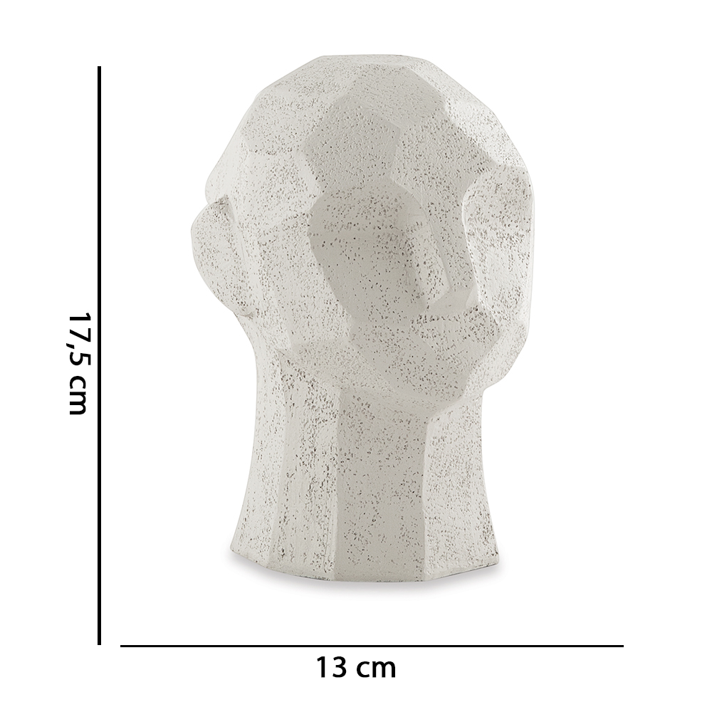 Escultura Decorativa "Rosto" Em Poliresina Off White 17,5x13 cm - D'Rossi