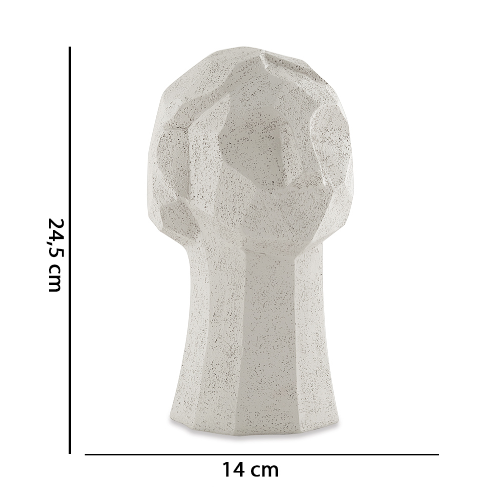 Escultura Decorativa "Rosto" Em Poliresina Off White 24,5x14 cm - D'Rossi