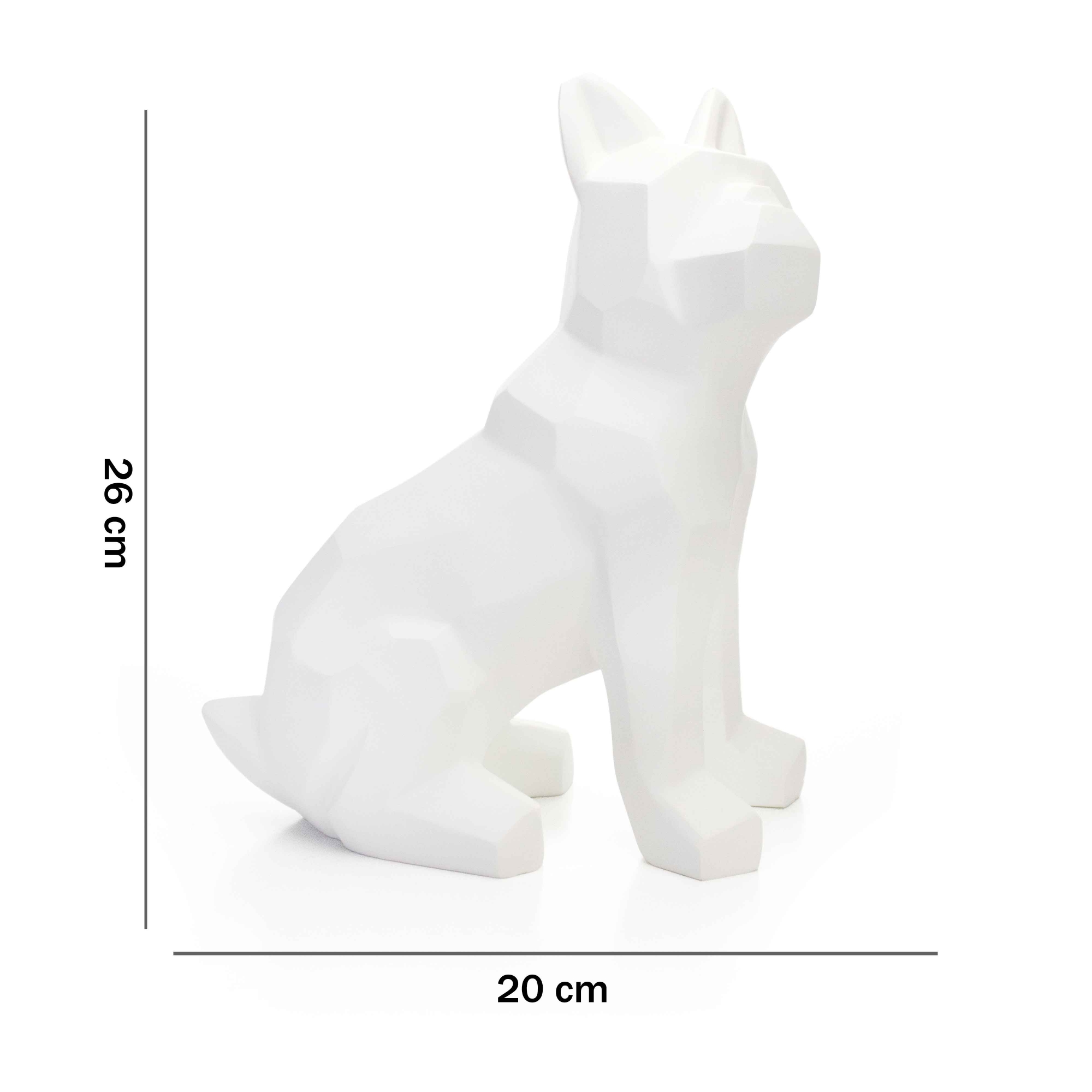Escultura Decorativa Cachorro Em Resina Branco Mate 26 Cm   - D'Rossi