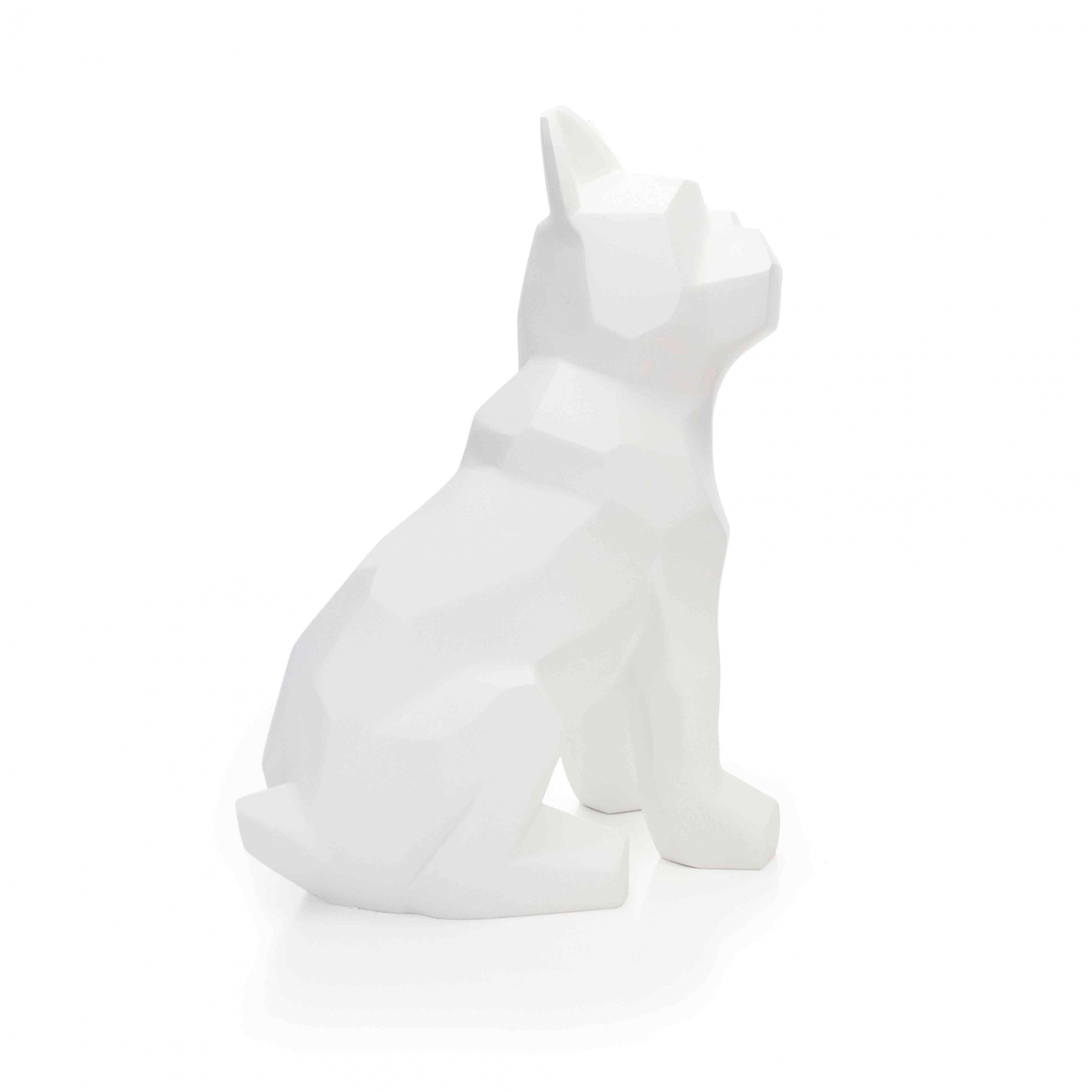 Escultura Decorativa Cachorro Em Resina Branco Mate 26 Cm   - D'Rossi