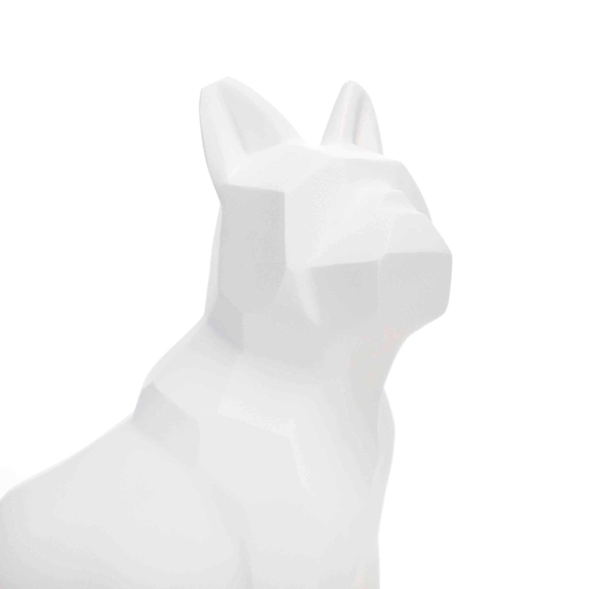 Escultura Decorativa Cachorro Em Resina Branco Mate 26 Cm   - D'Rossi