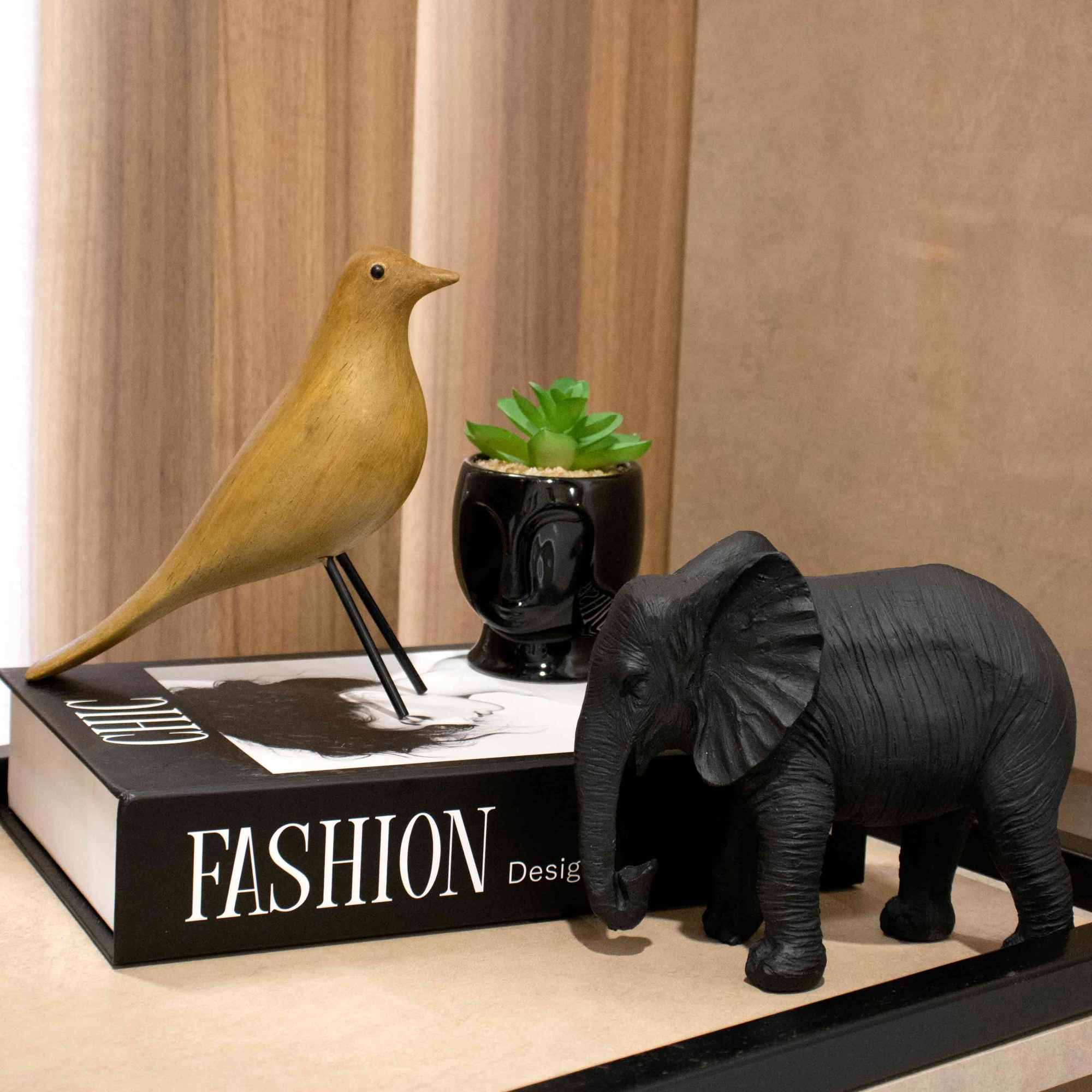 Escultura Decorativa Elefante em Poliresina 14x17 cm - D'Rossi
