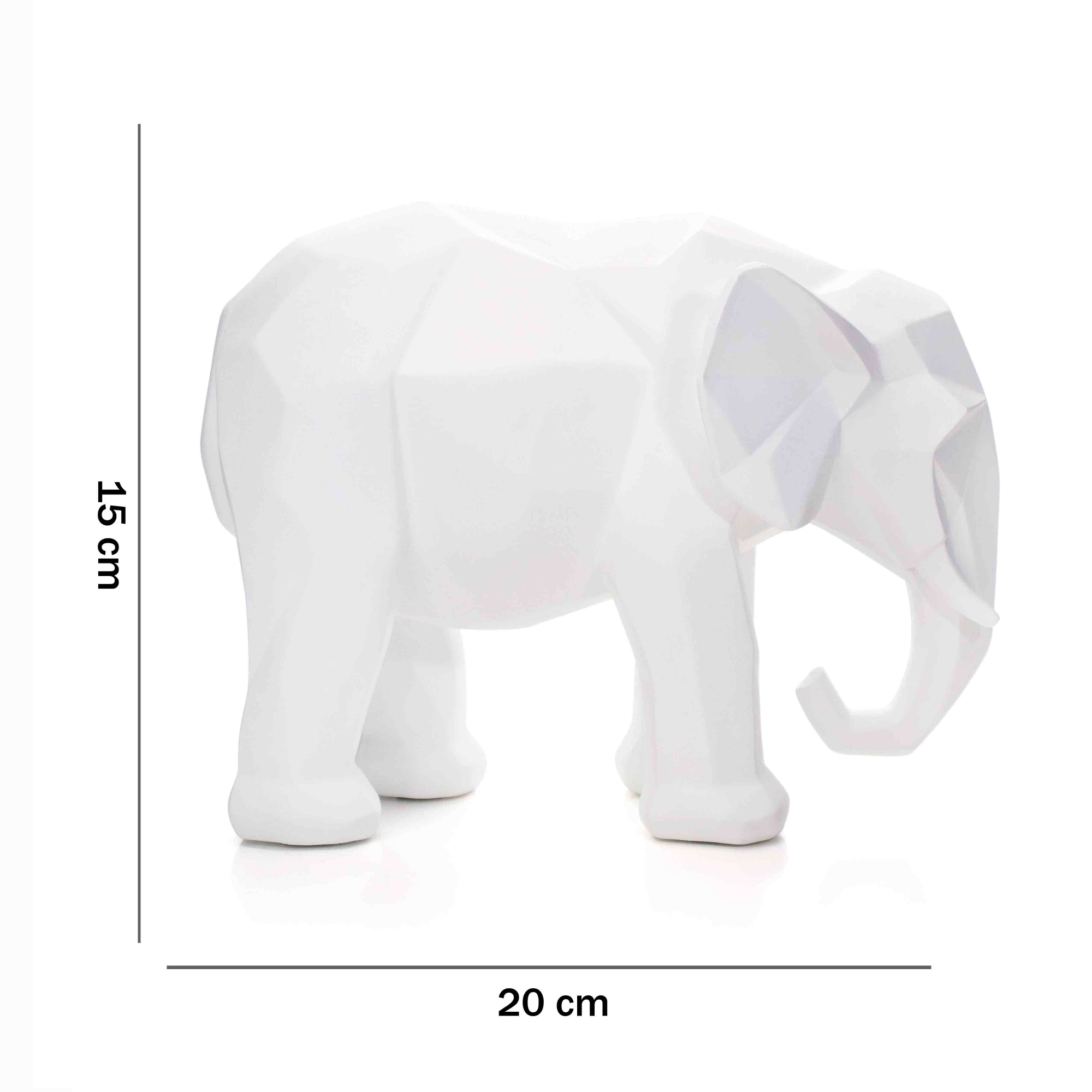 Escultura Decorativa Elefante em Poliresina Branco 15x20x9 cm - D'Rossi