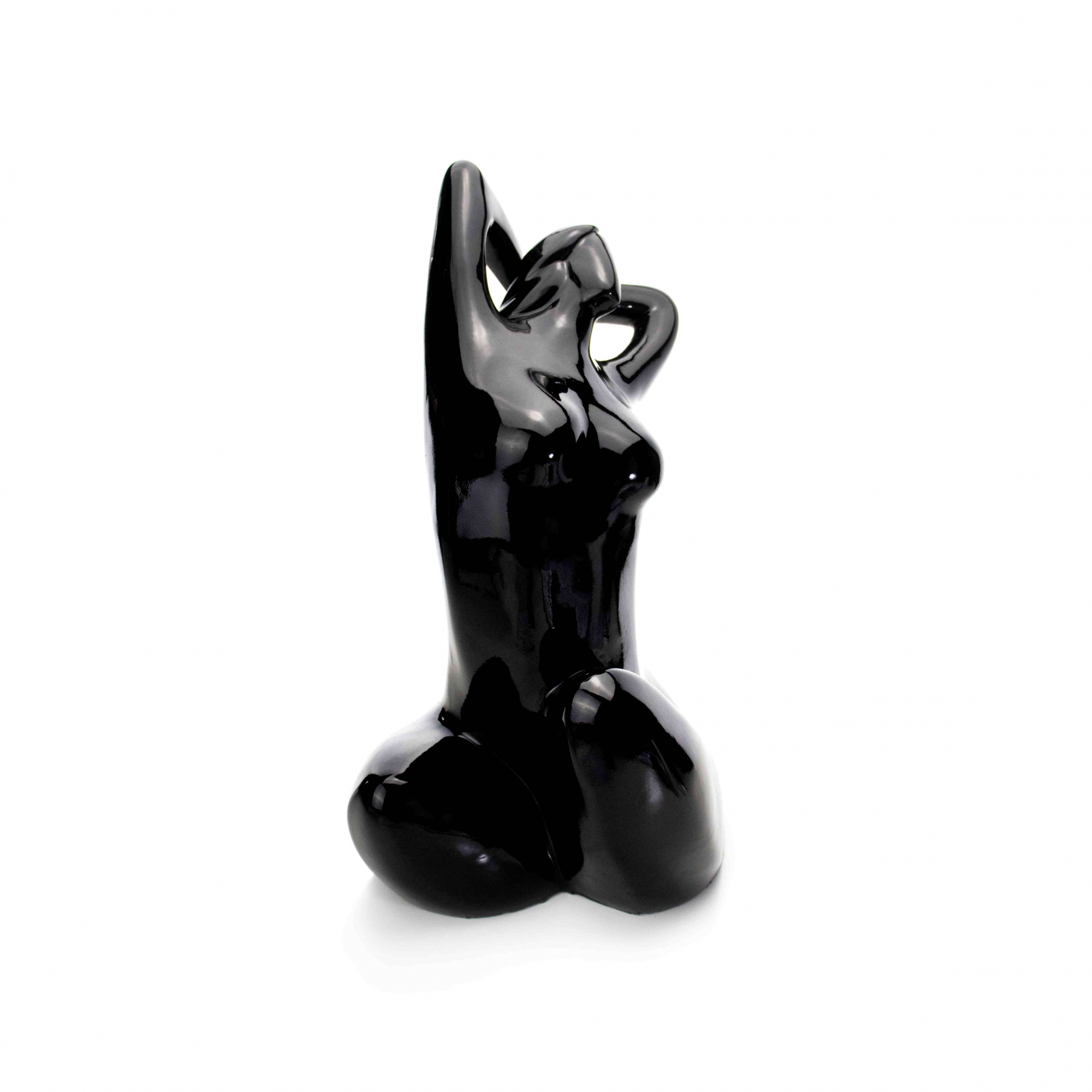 Escultura Decorativa Eva em Cerâmica Preto 39x21x25 cm - D'Rossi