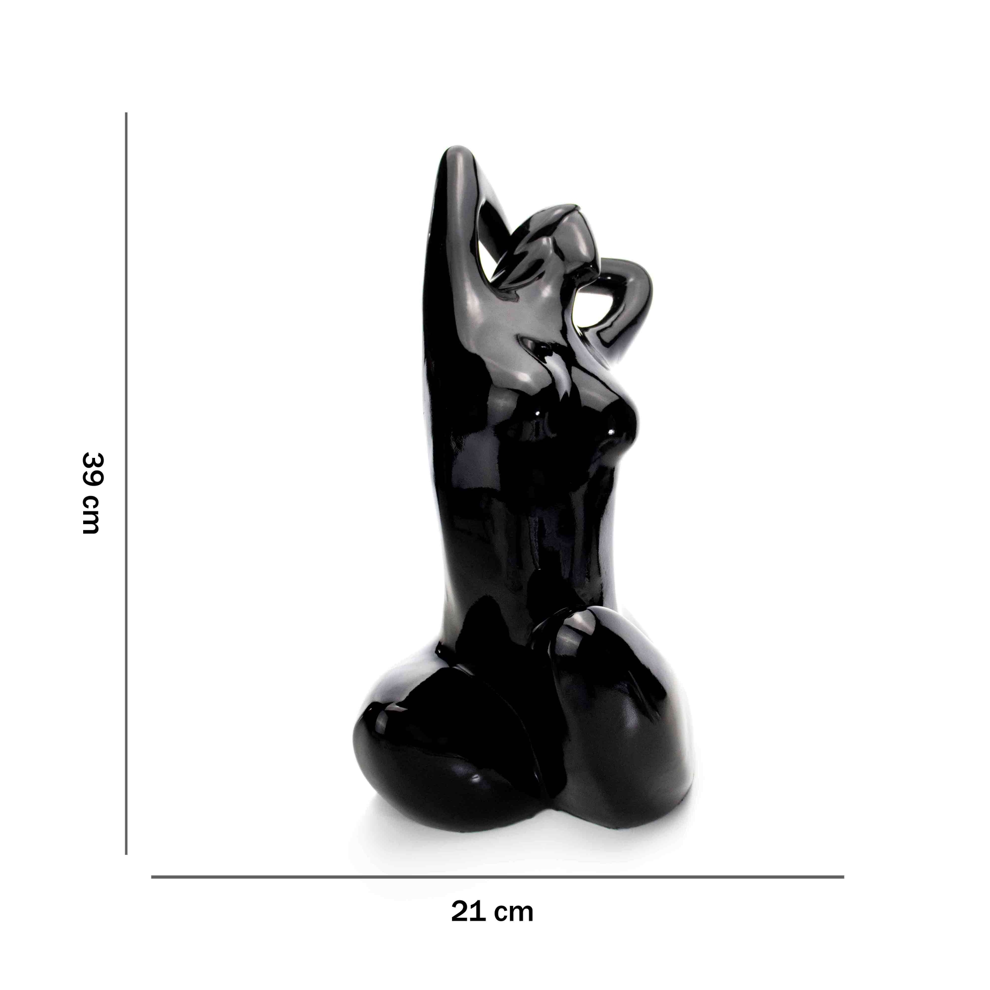 Escultura Decorativa Eva em Cerâmica Preto 39x21x25 cm - D'Rossi