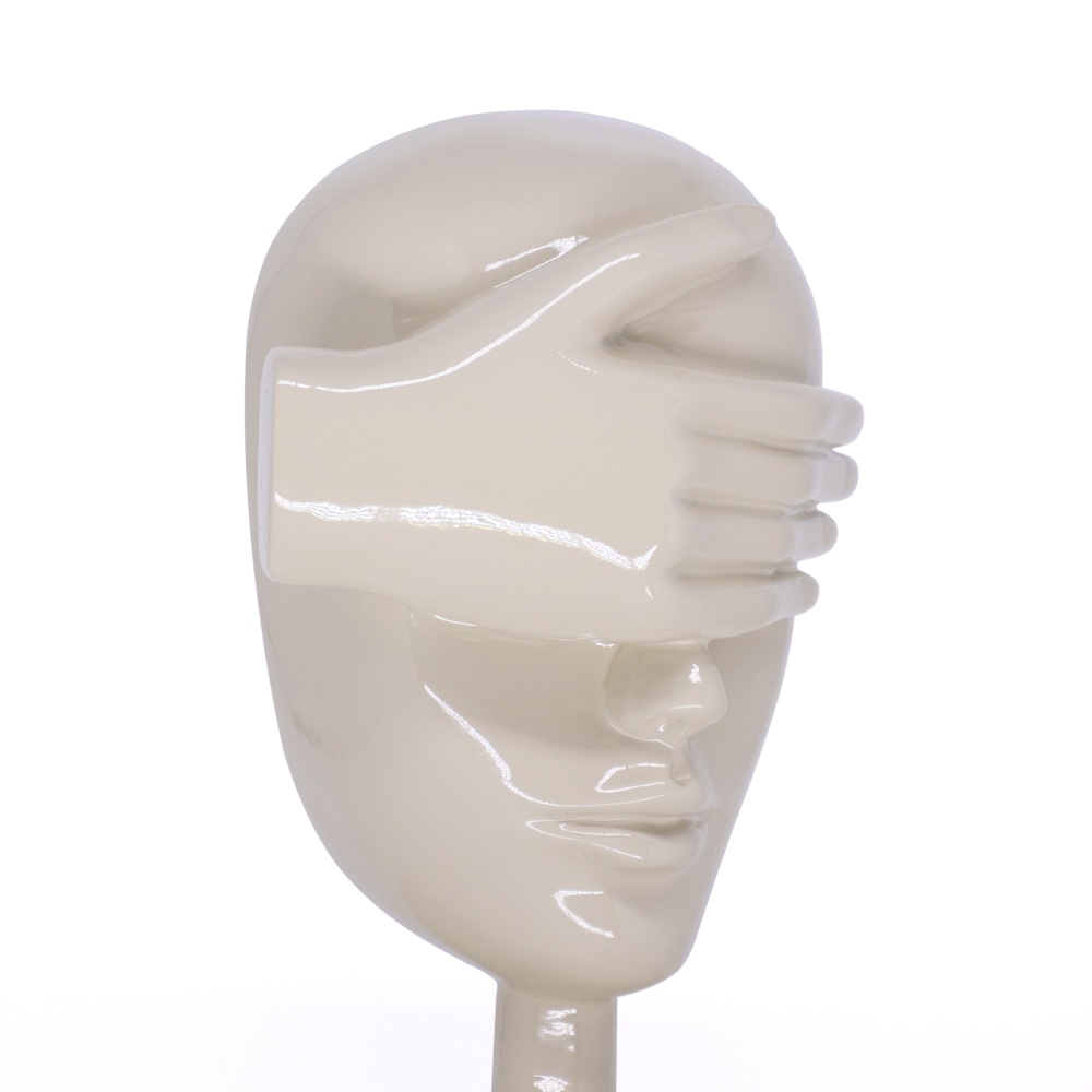 Escultura Decorativa Máscara Cego em Cerâmica Nude 25x15x14 cm - D'Rossi