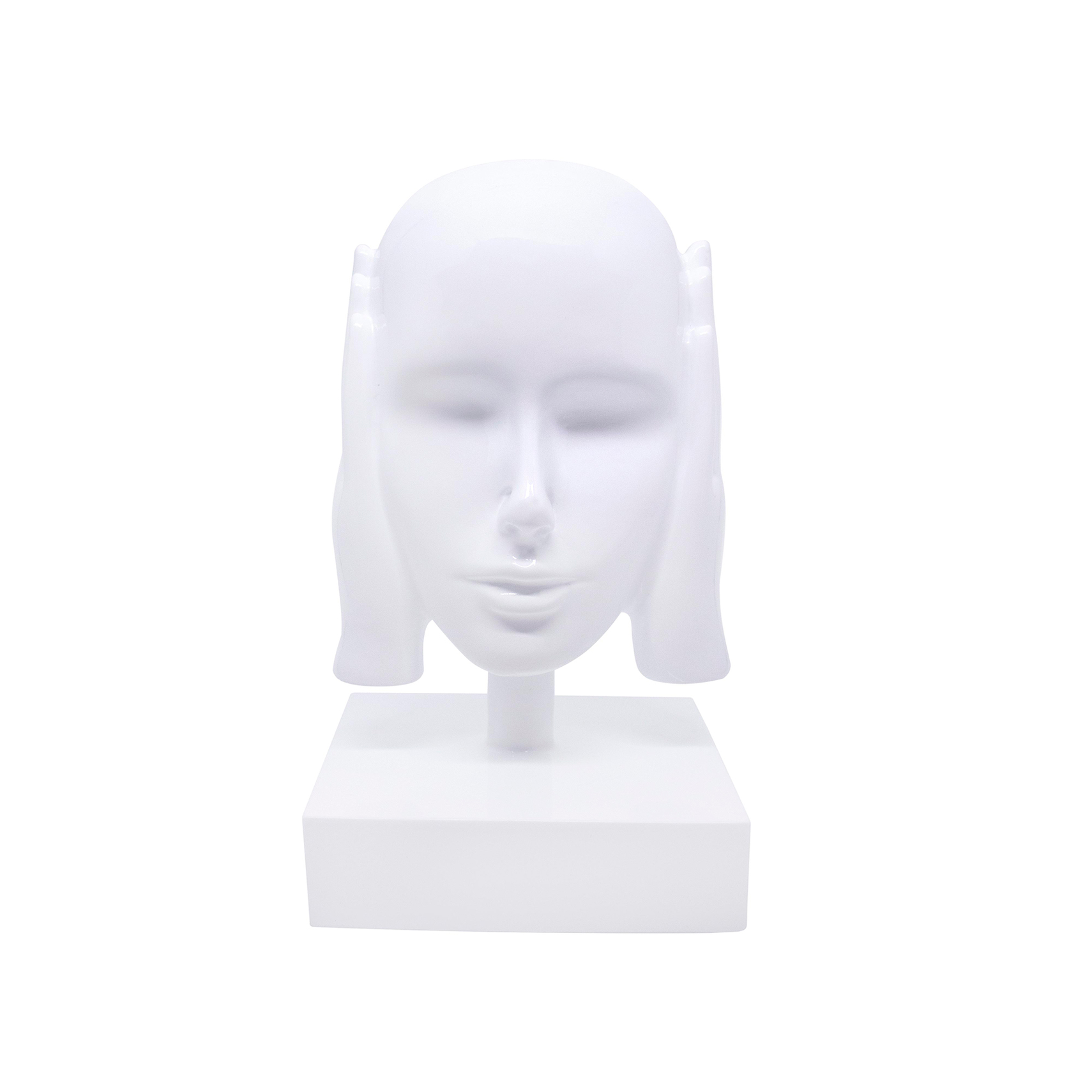 Escultura Decorativa Máscara Rosto Surdo Branco em Cerâmica 25x15x14 cm - D'rossi
