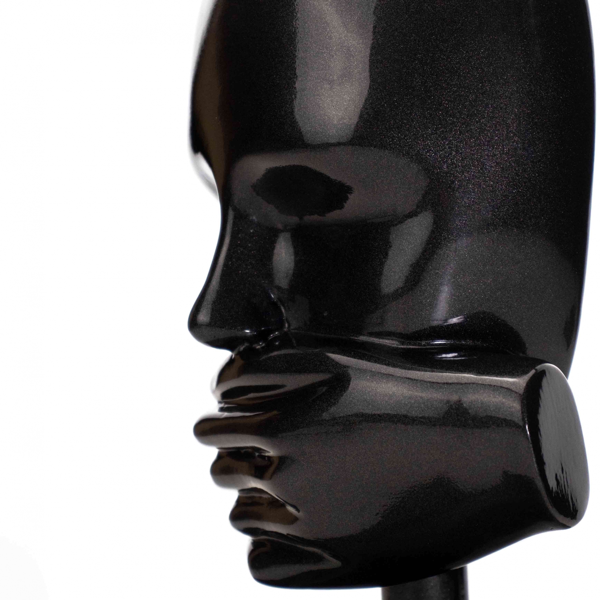 Escultura Decorativa Máscara Silêncio em Cerâmica Grafite 25x15 cm - D'Rossi