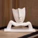 Escultura Decorativa Máscara com Base Descanso em Cerâmica Branco 23x30 cm - D'Rossi