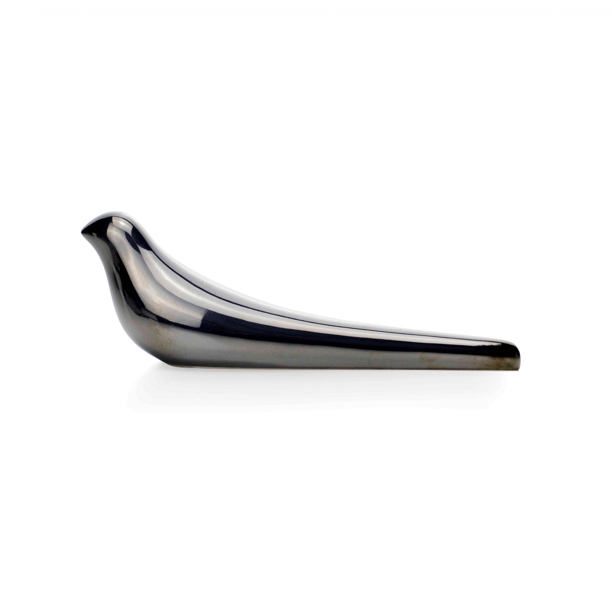 Escultura Decorativa Pássaro em Cerâmica Chumbo 8x23x6 cm - D'Rossi