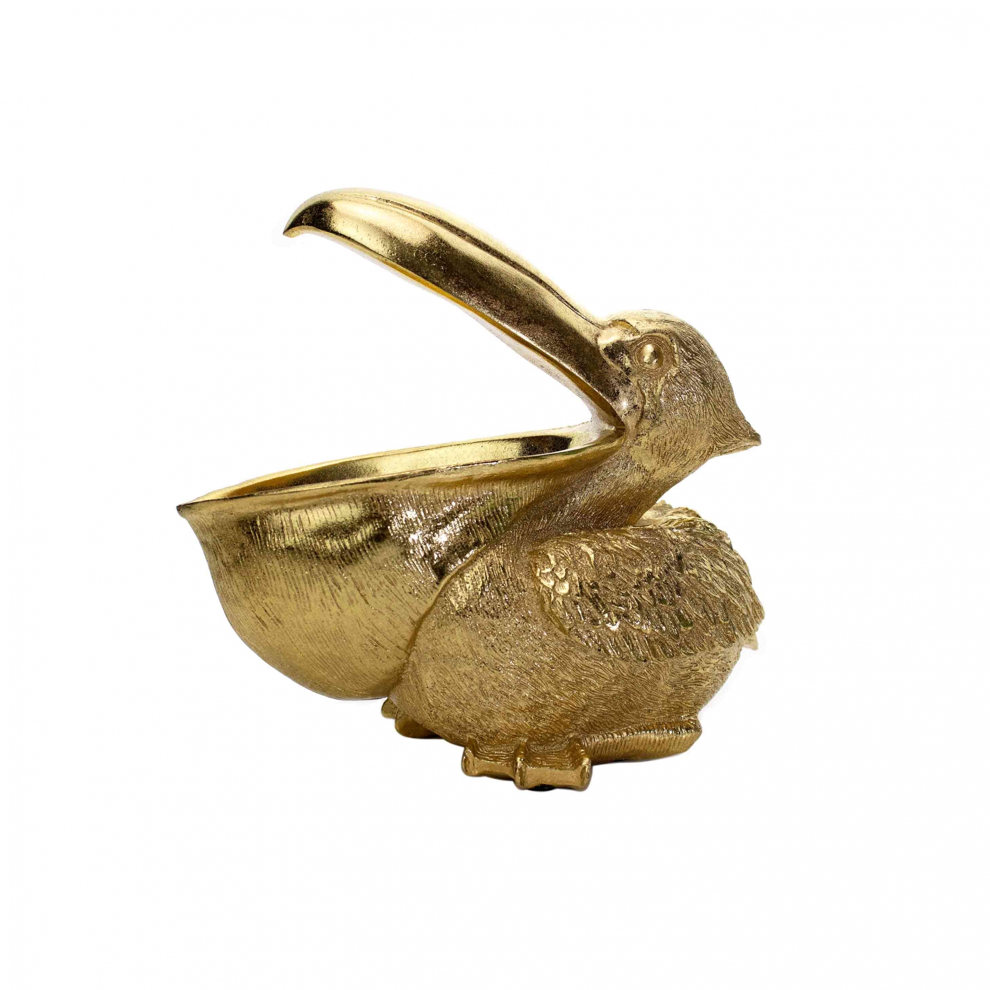 Escultura Decorativa Pelicano em Poliresina Dourado 20x23x11 cm - D'Rossi