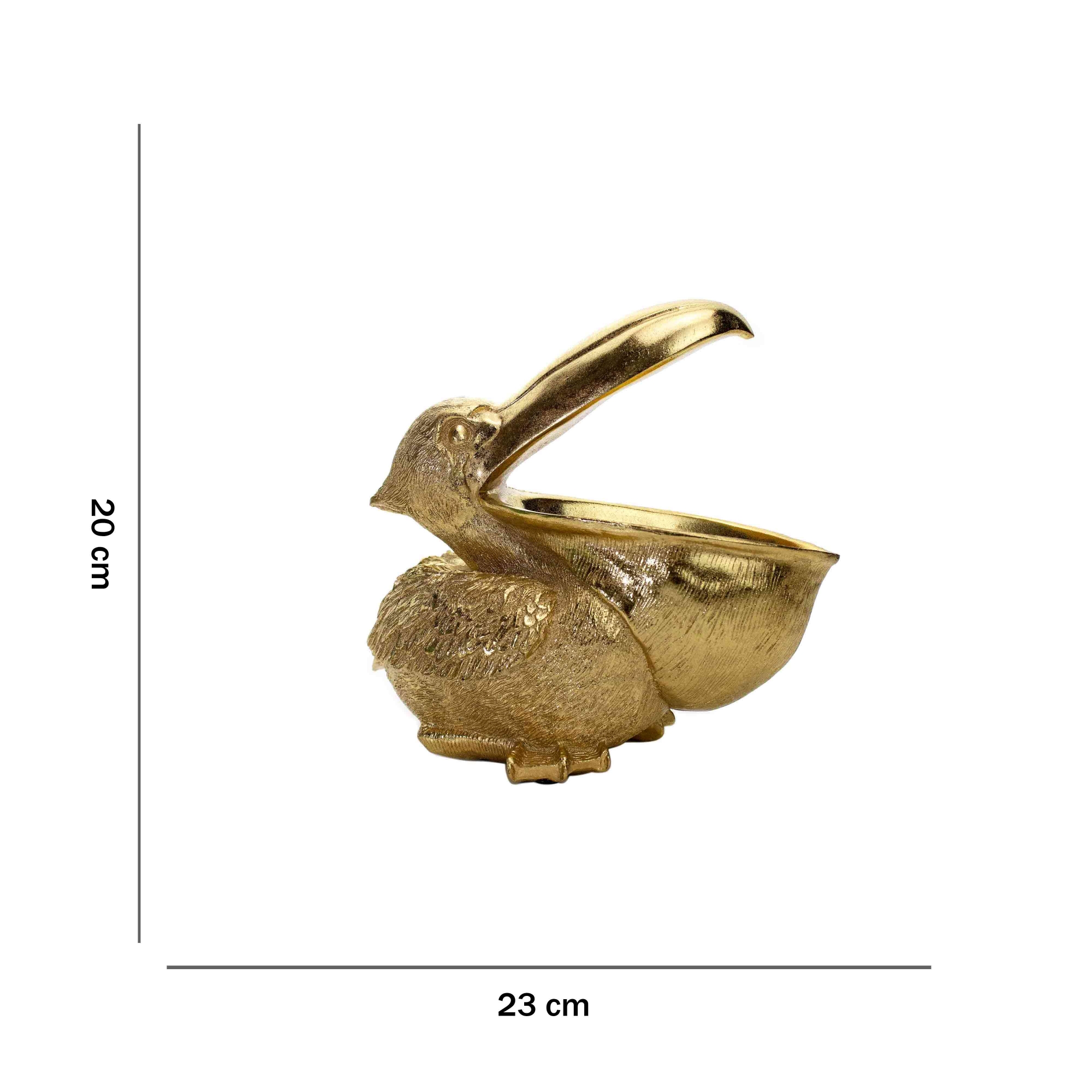 Escultura Decorativa Pelicano em Poliresina Dourado 20x23x11 cm - D'Rossi