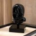 Escultura Decorativa Rosto Silêncio em Cerâmica Preto 25x15 - D'Rossi