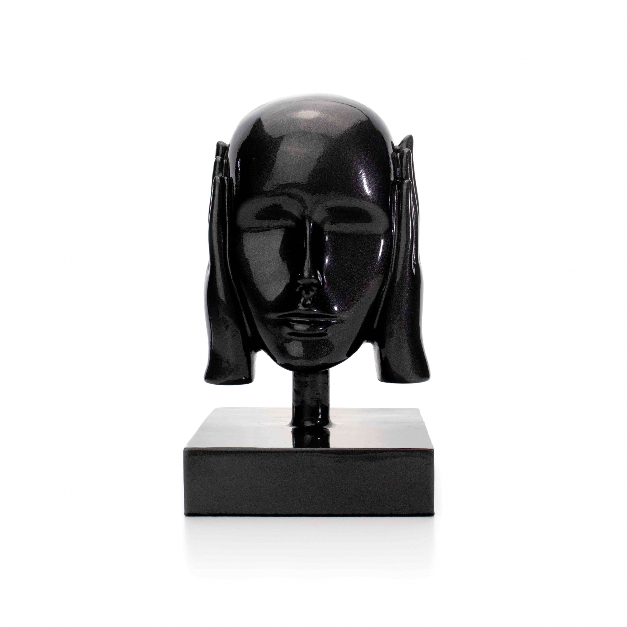 Escultura Decorativa Rosto Surdo em Cerâmica Grafite 25x15 cm - D'Rossi