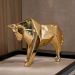 Escultura Decorativa Touro Dourado Em Cerâmica 20x30x9 Cm - D'Rossi