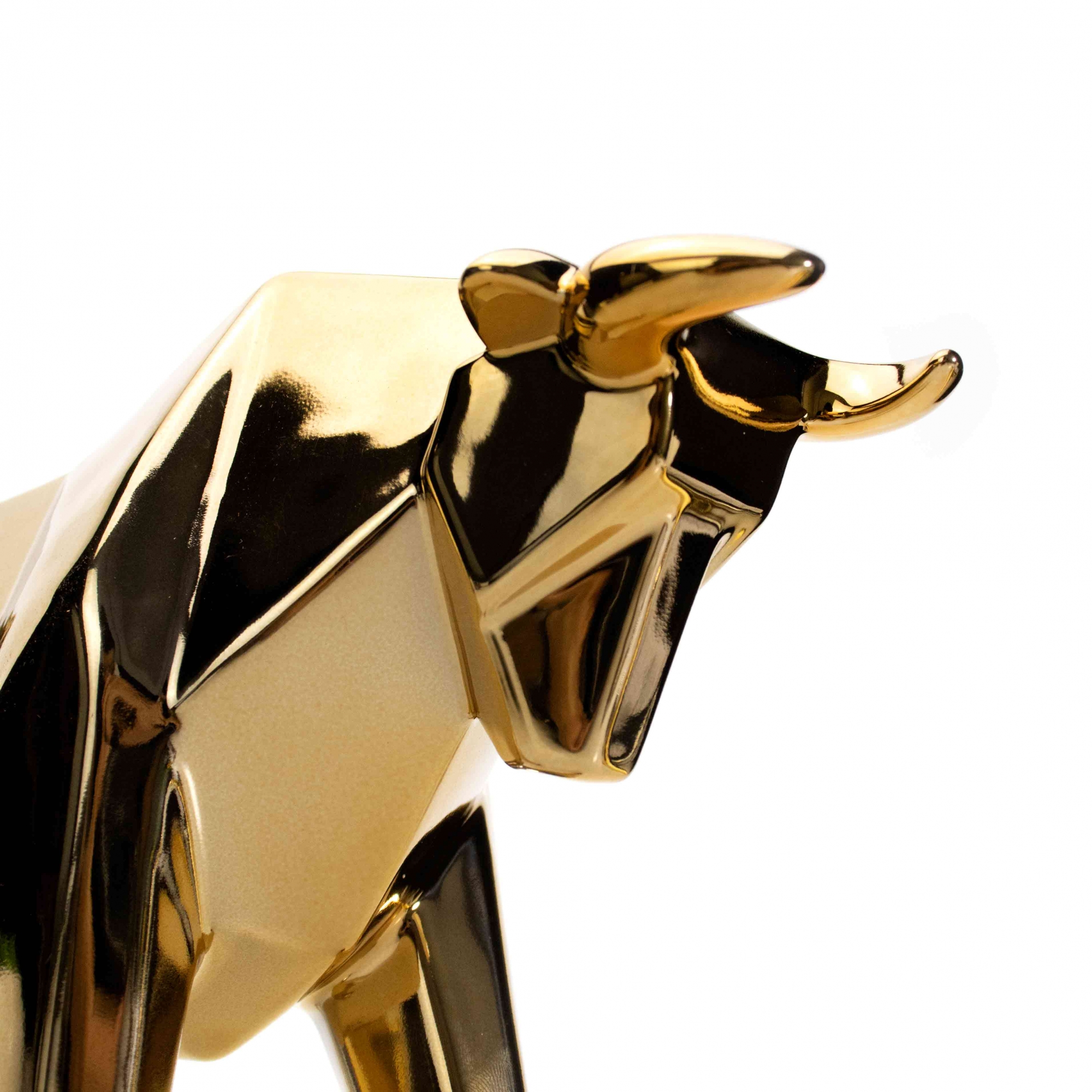Escultura Decorativa Touro Dourado Em Cerâmica 20x30x9 Cm - D'Rossi