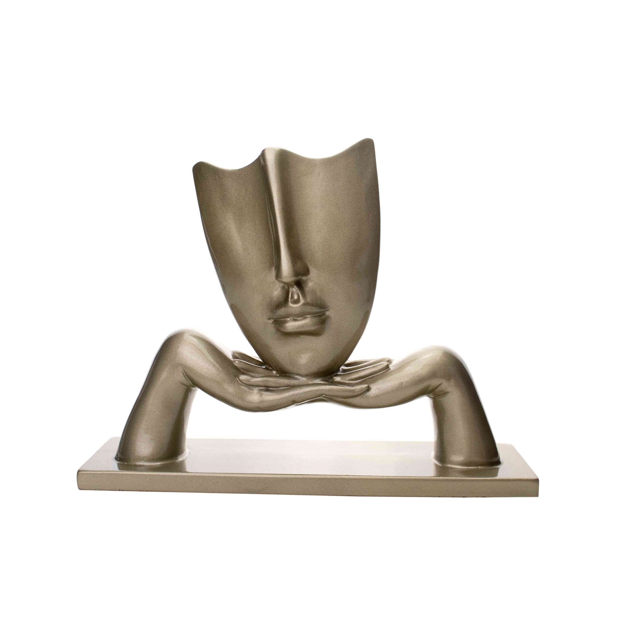 Escultura Decorativa com Base Descanso Ouro Velho Fosco 23x30 cm - D'Rossi