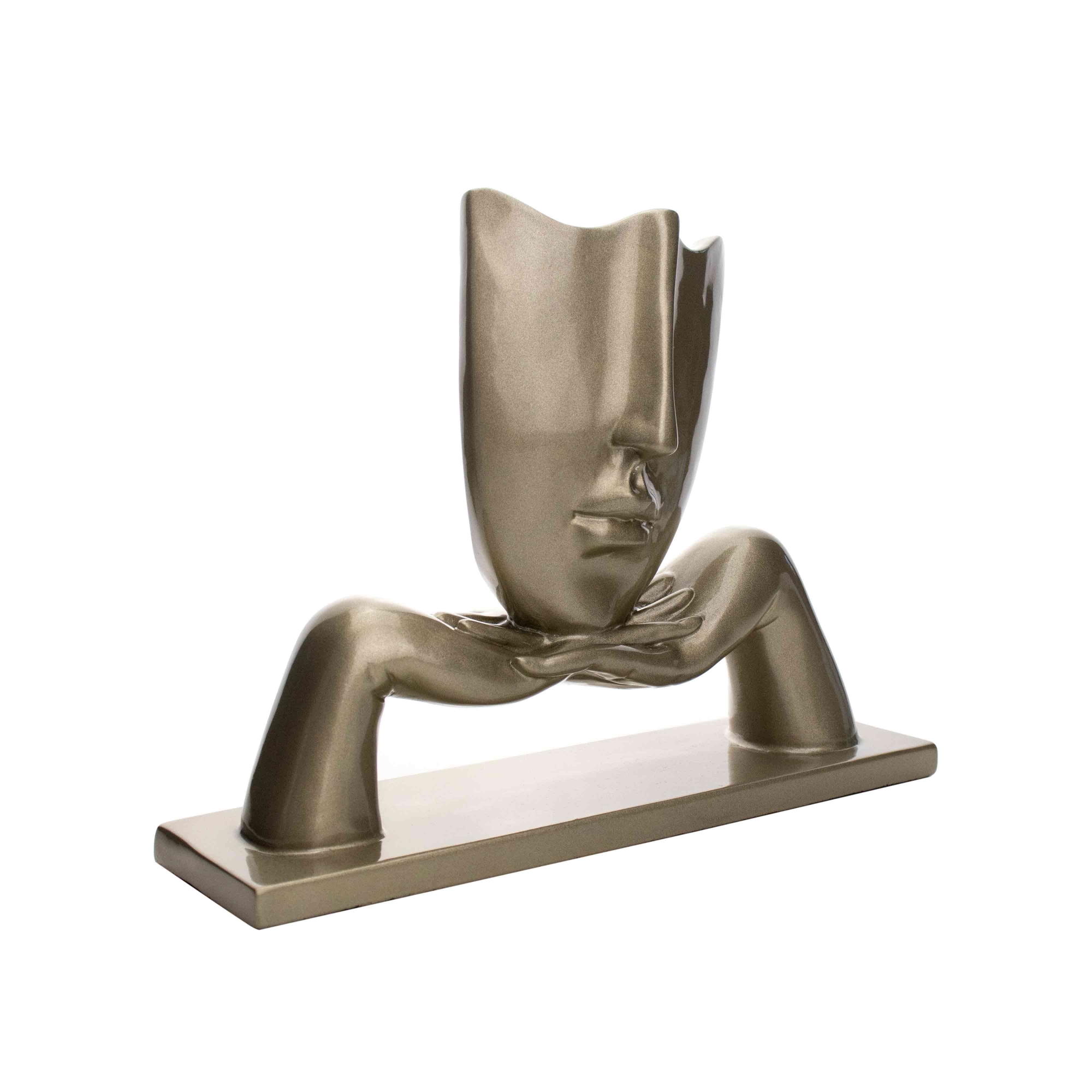 Escultura Decorativa com Base Descanso Ouro Velho Fosco 23x30 cm - D'Rossi