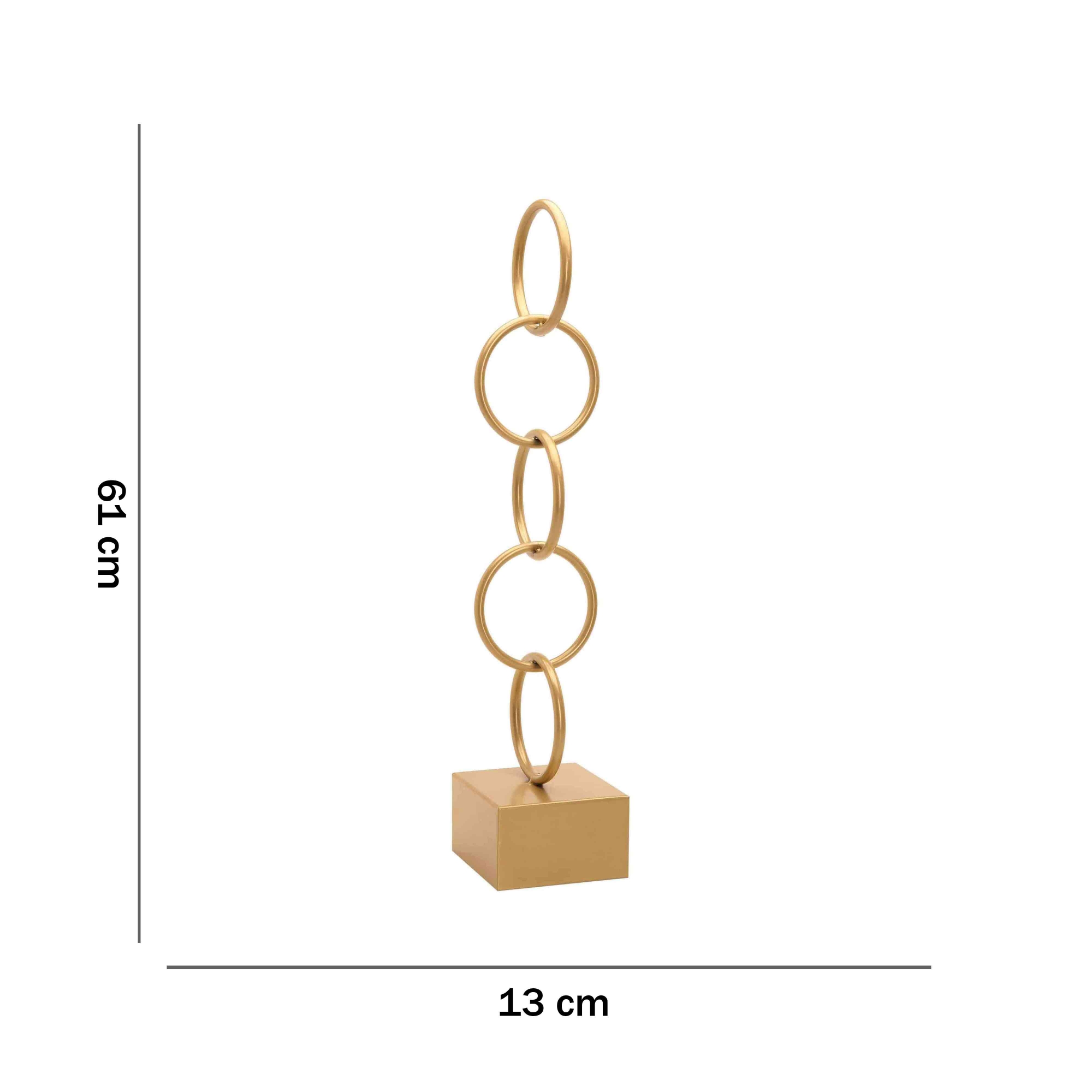Escultura Decorativa em Metal Círculos Dourada 61x13 cm - D'Rossi