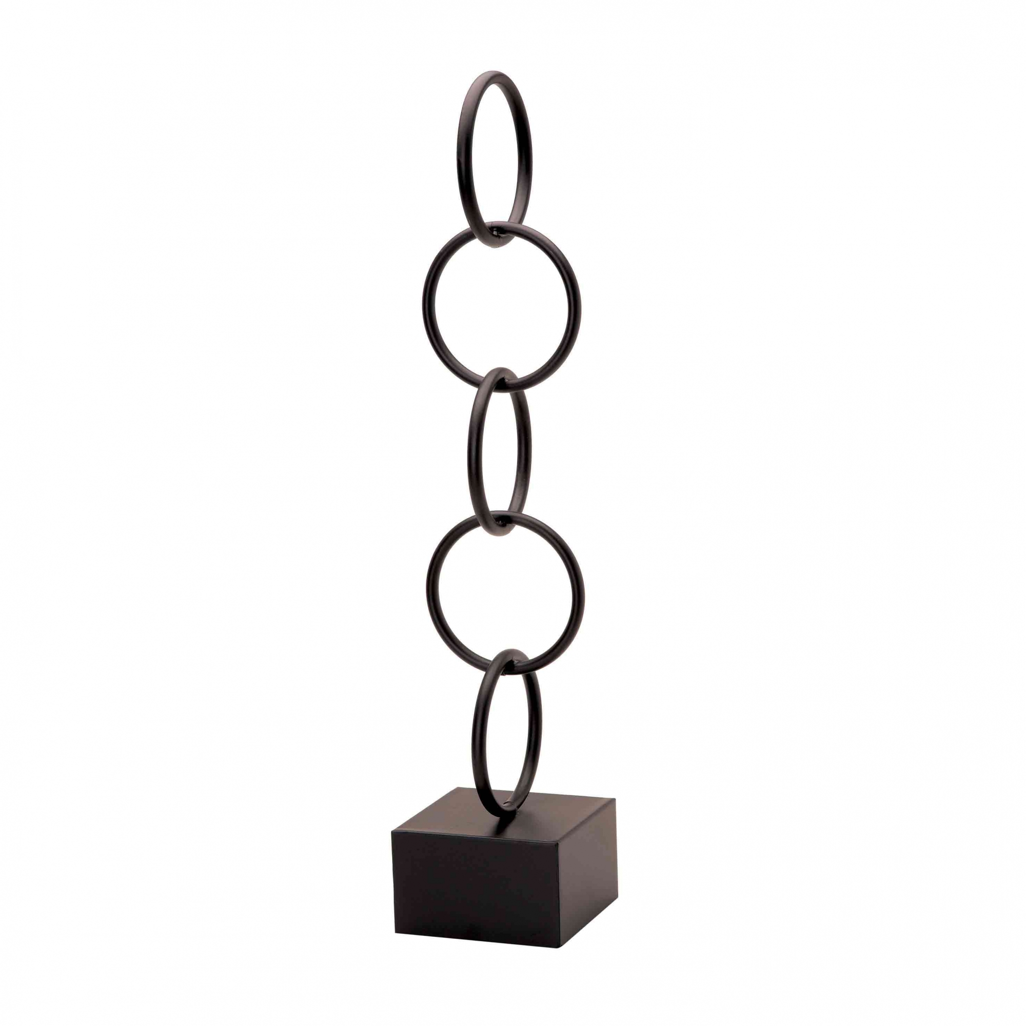 Escultura Decorativa em Metal Círculos Preto 61x13 cm - D'Rossi