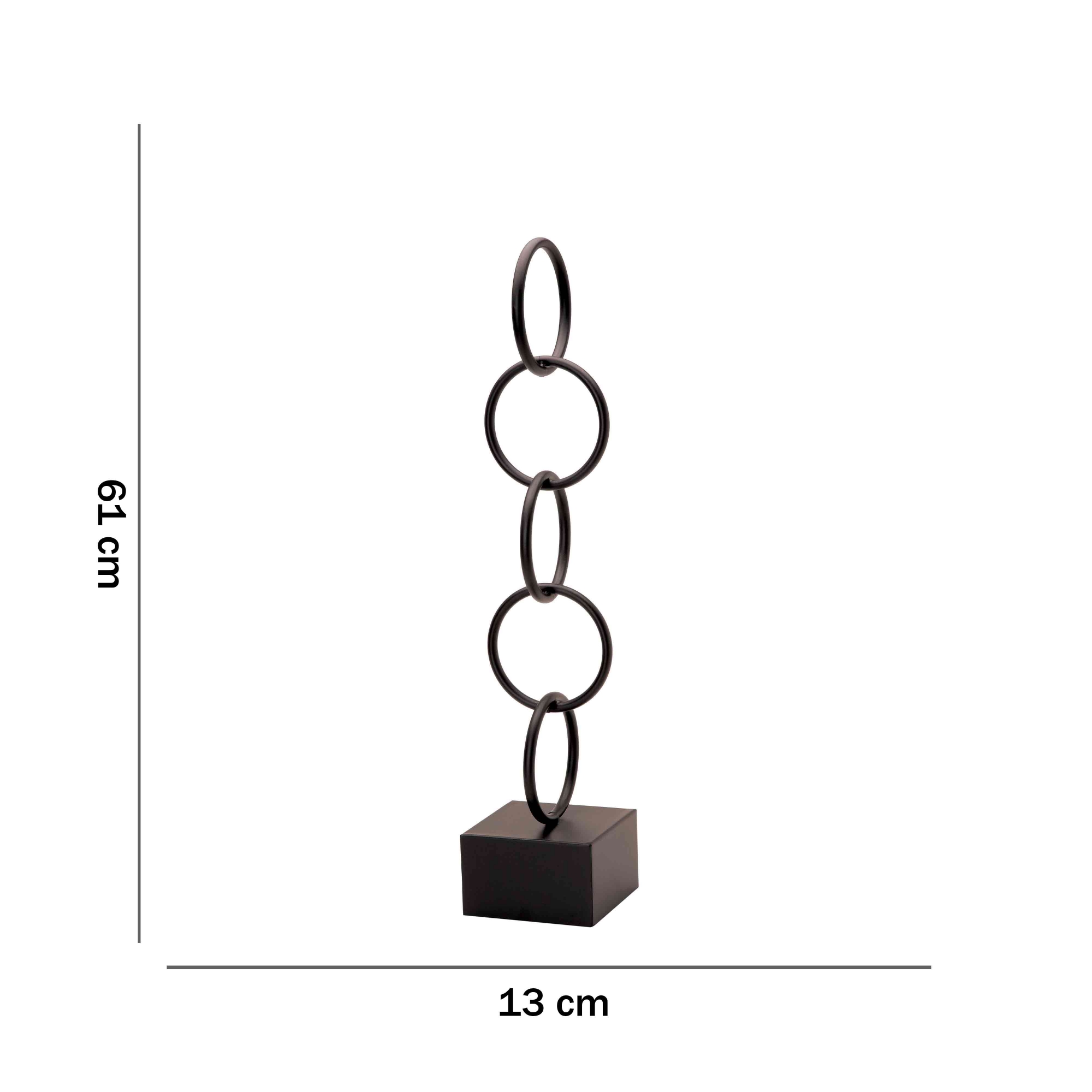 Escultura Decorativa em Metal Círculos Preto 61x13 cm - D'Rossi