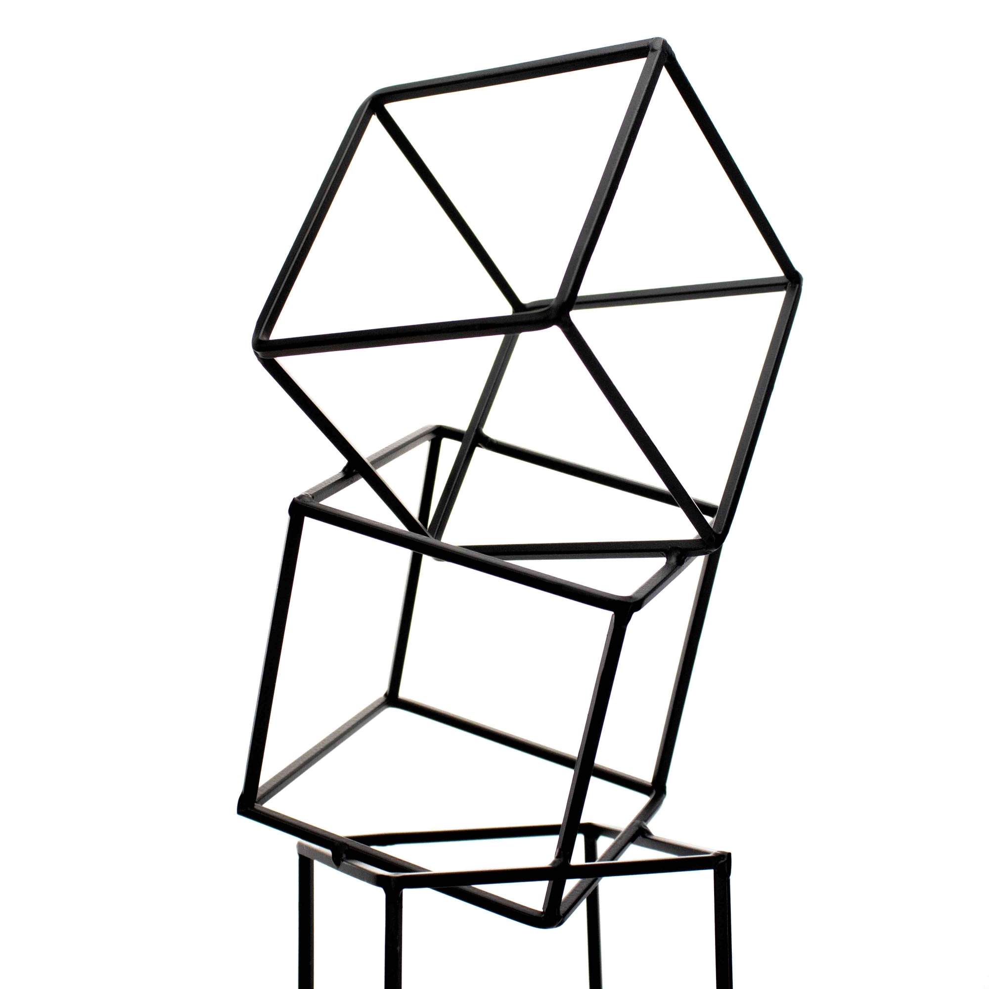 Escultura Decorativa em Metal Preto 23x48x23 cm - D'Rossi