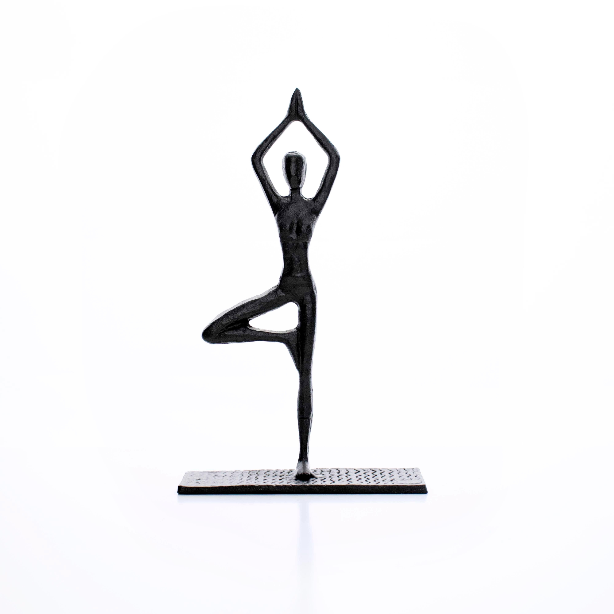 Escultura Decorativa em Metal Preto Yoga 20x12 cm - D'Rossi