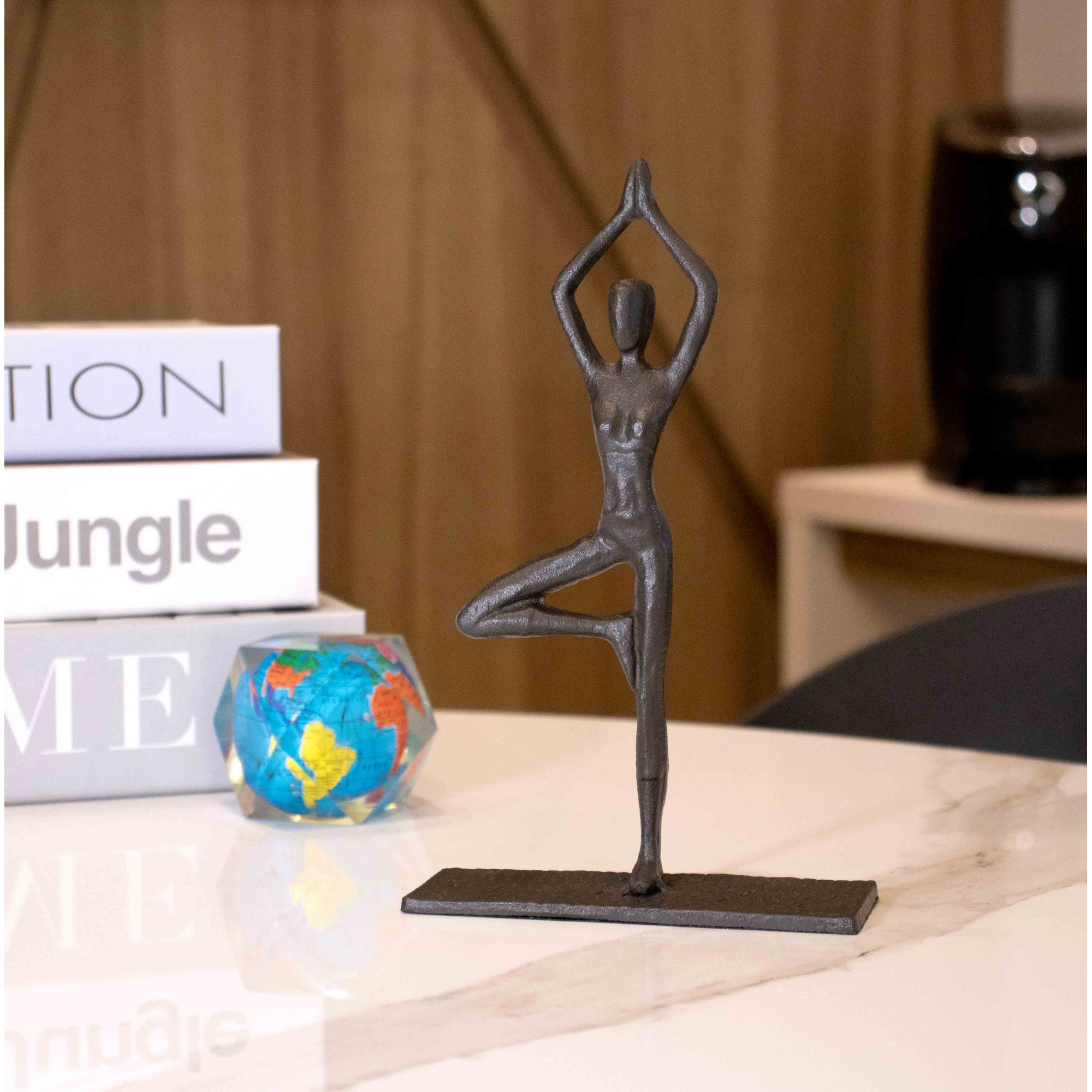 Escultura Decorativa em Metal Preto Yoga 20x12 cm - D'Rossi