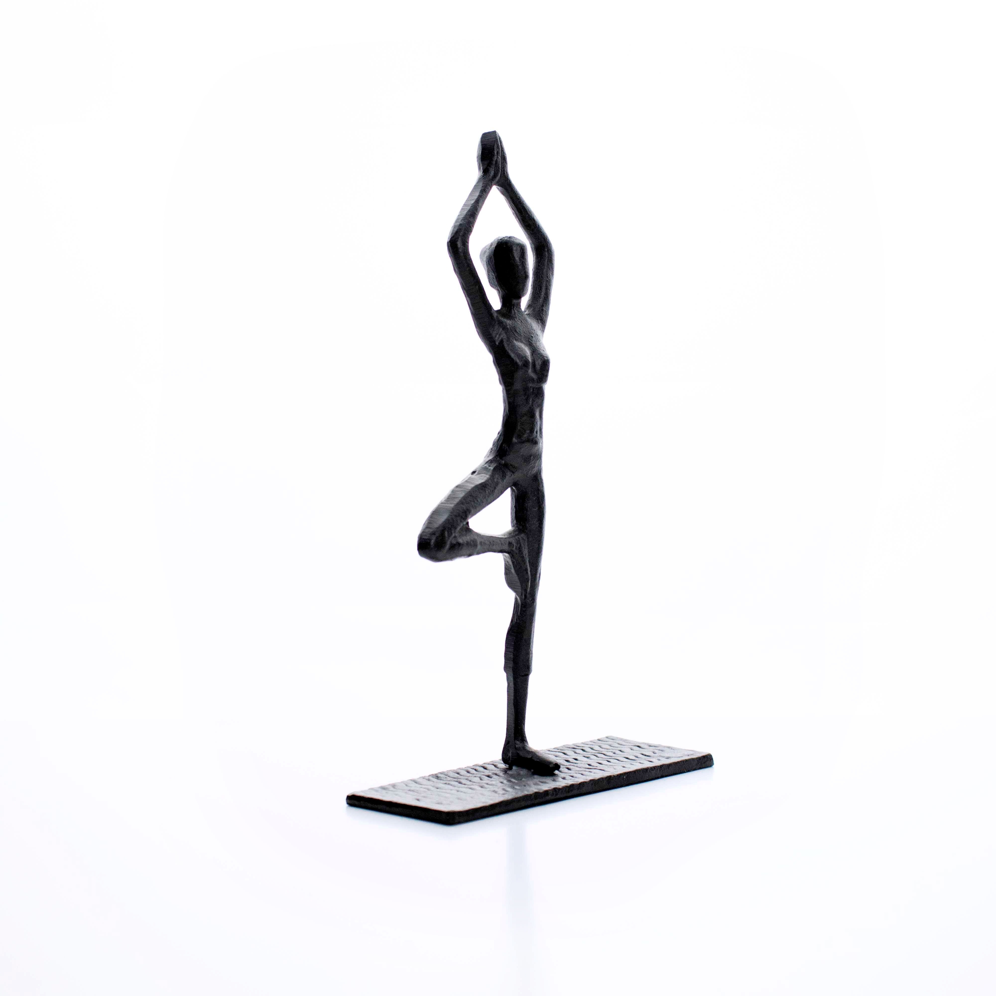 Escultura Decorativa em Metal Preto Yoga 20x12 cm - D'Rossi