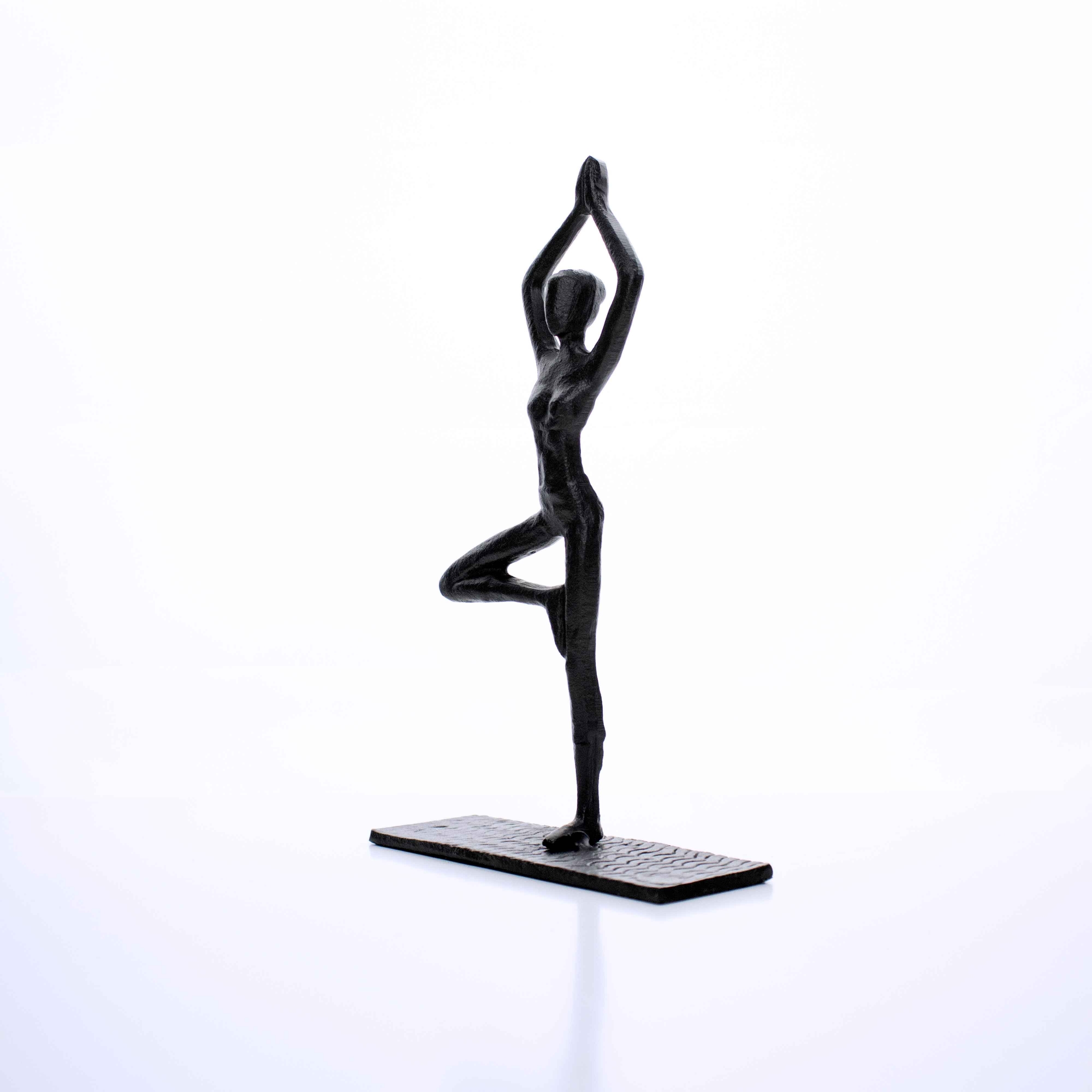 Escultura Decorativa em Metal Preto Yoga 20x12 cm - D'Rossi