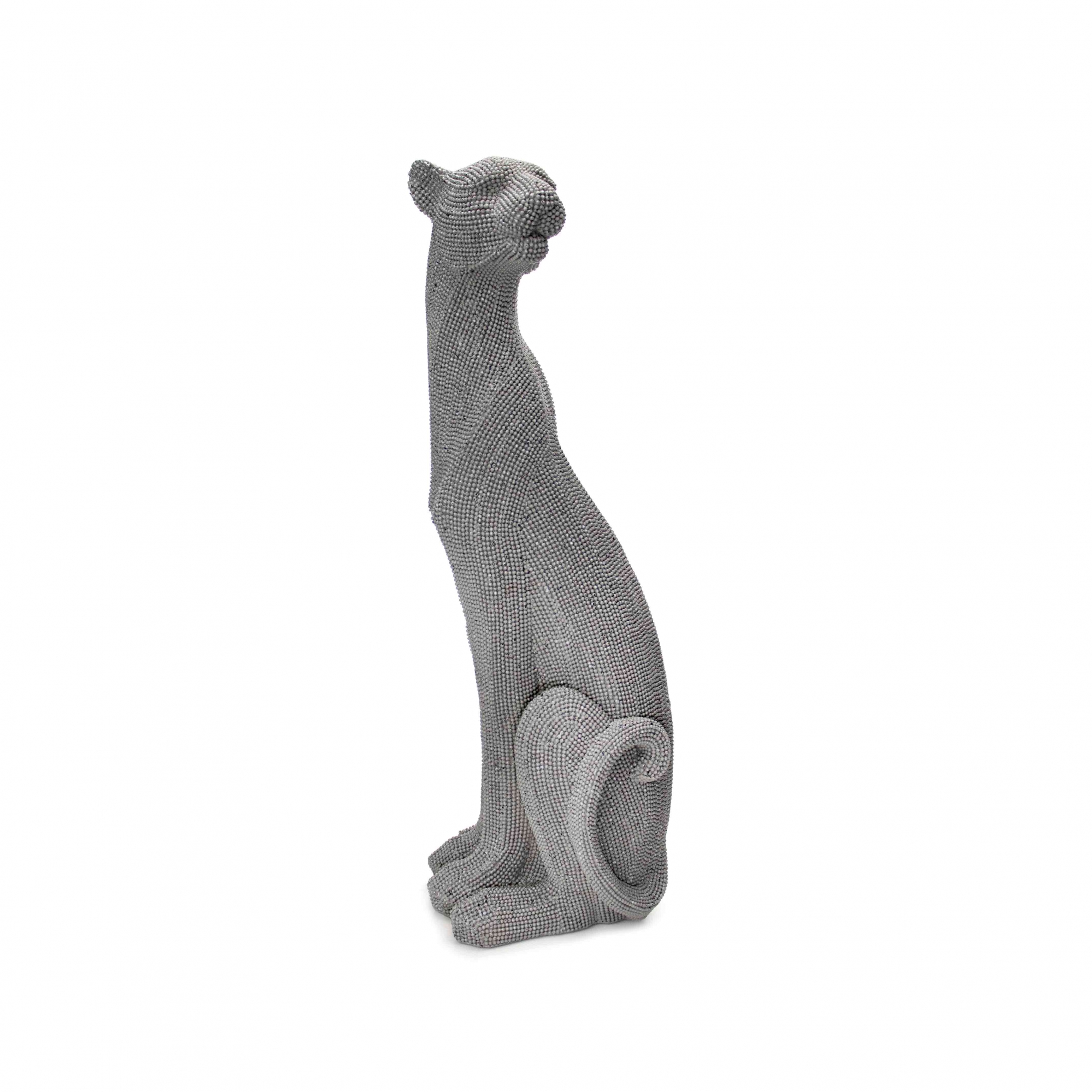 Escultura Decorativo Pantera em Poliresina Cinza 52x19x17 cm - D'Rossi