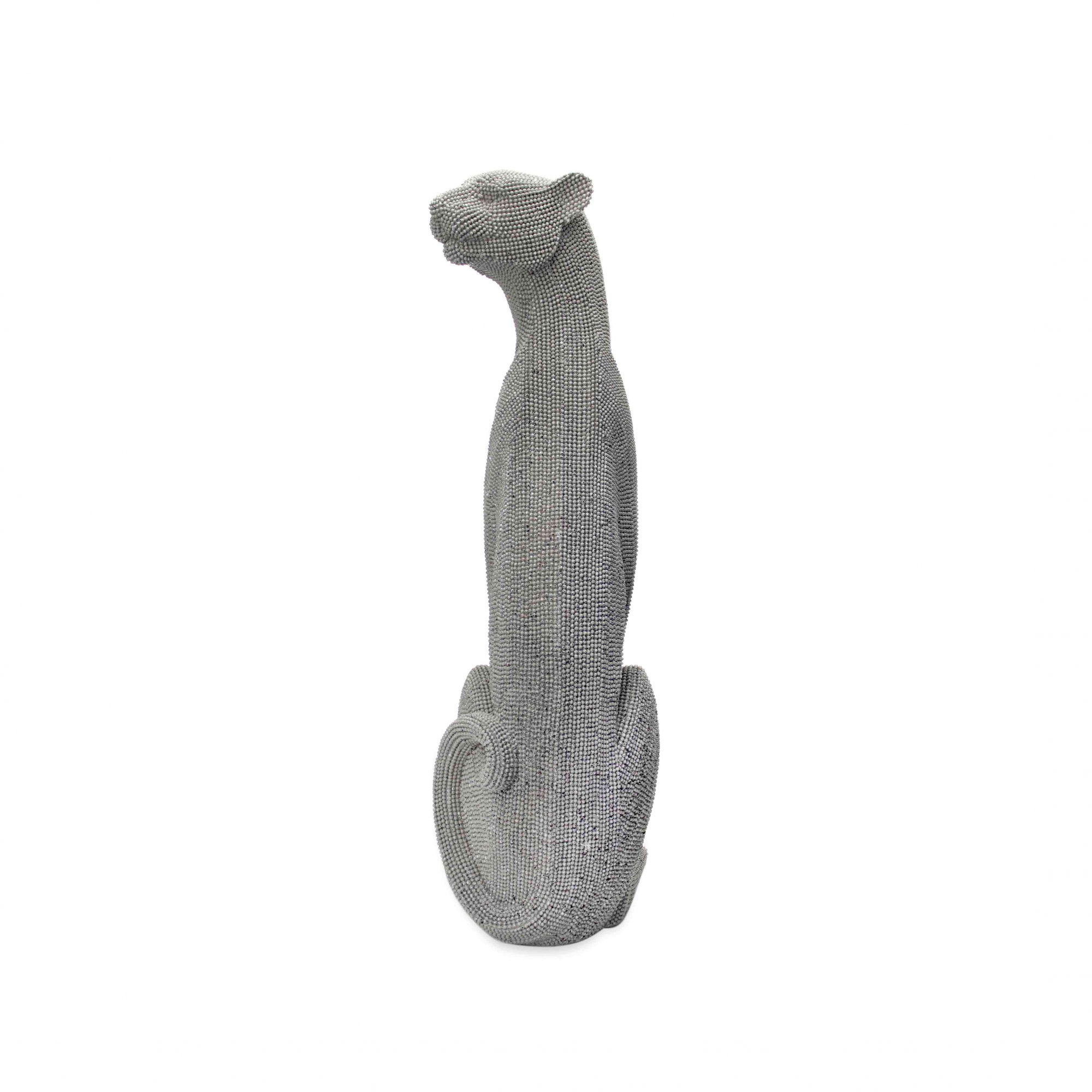 Escultura Decorativo Pantera em Poliresina Cinza 52x19x17 cm - D'Rossi