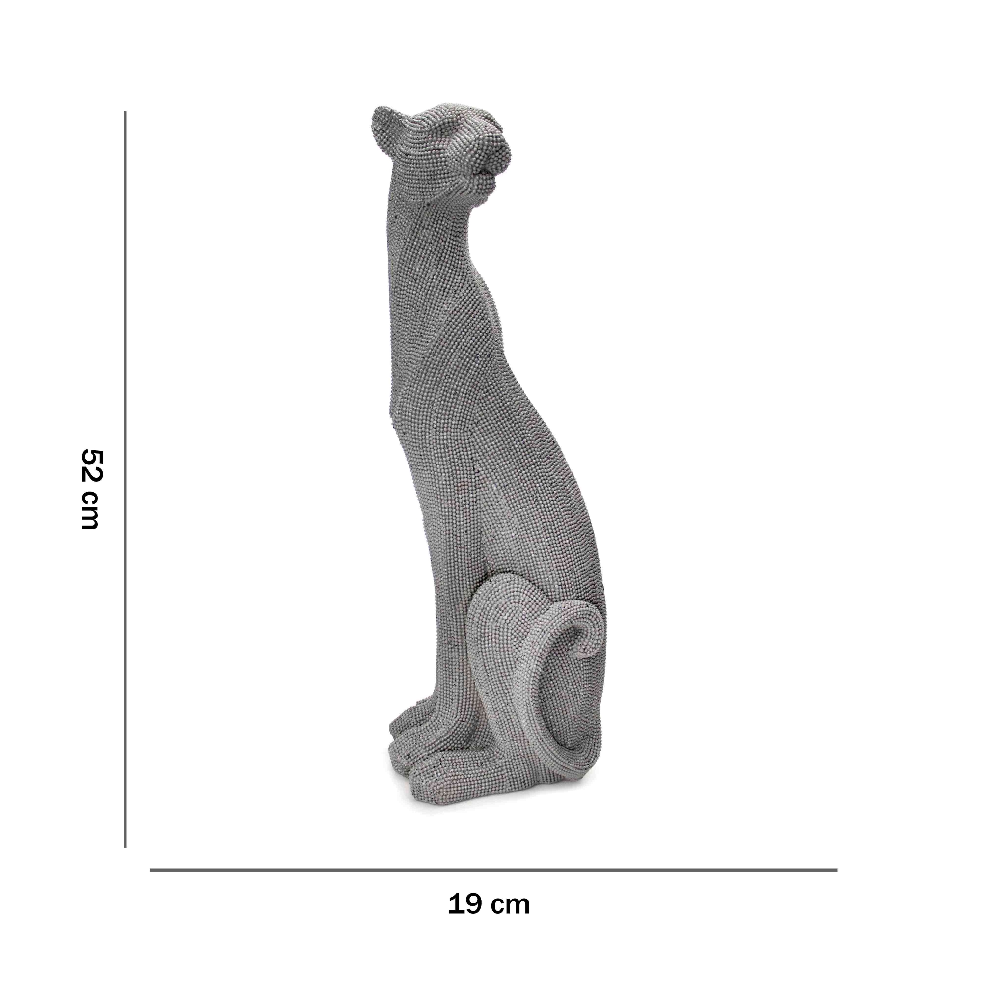 Escultura Decorativo Pantera em Poliresina Cinza 52x19x17 cm - D'Rossi