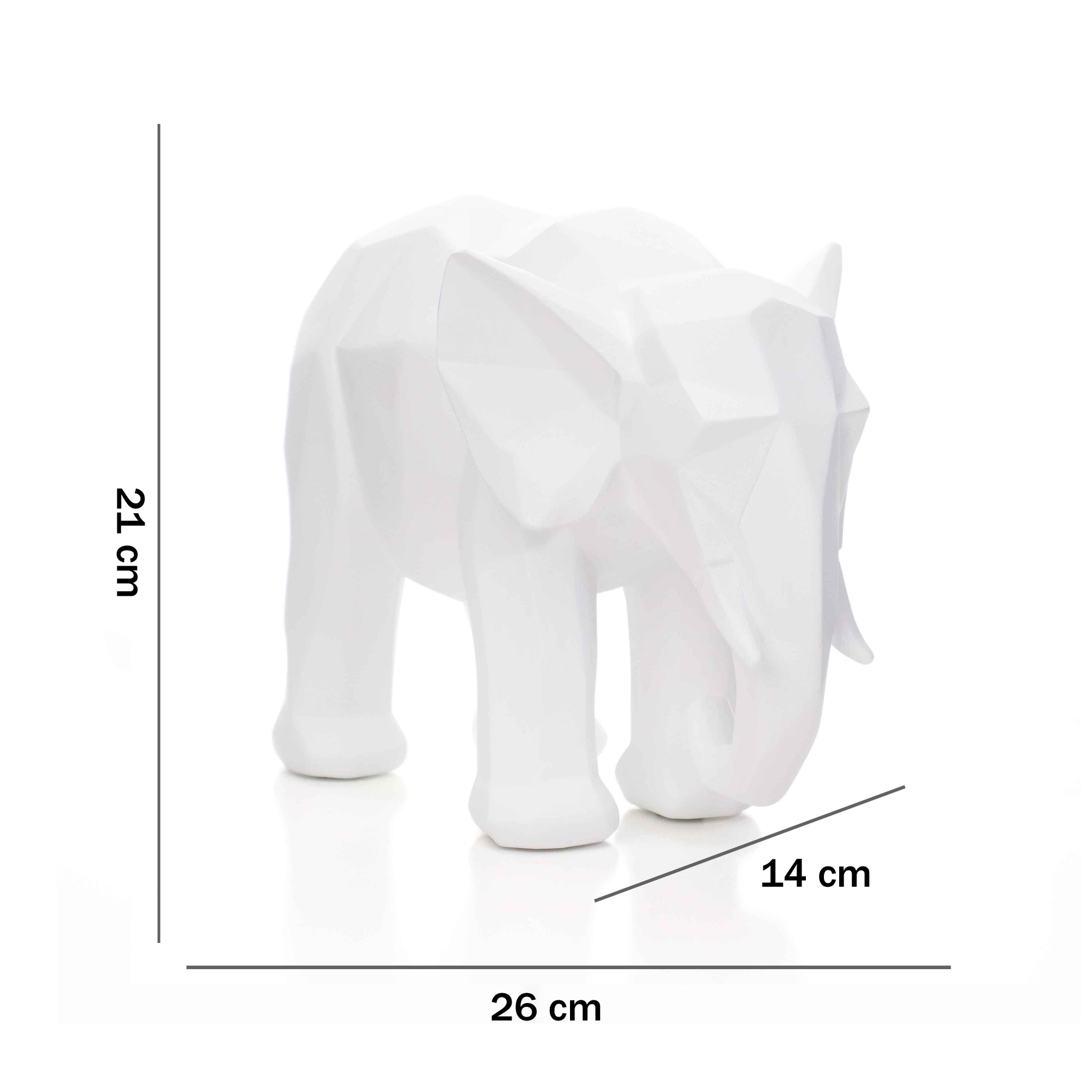Escultura Elefante em Poliresina Branco 21x26 cm - D'Rossi