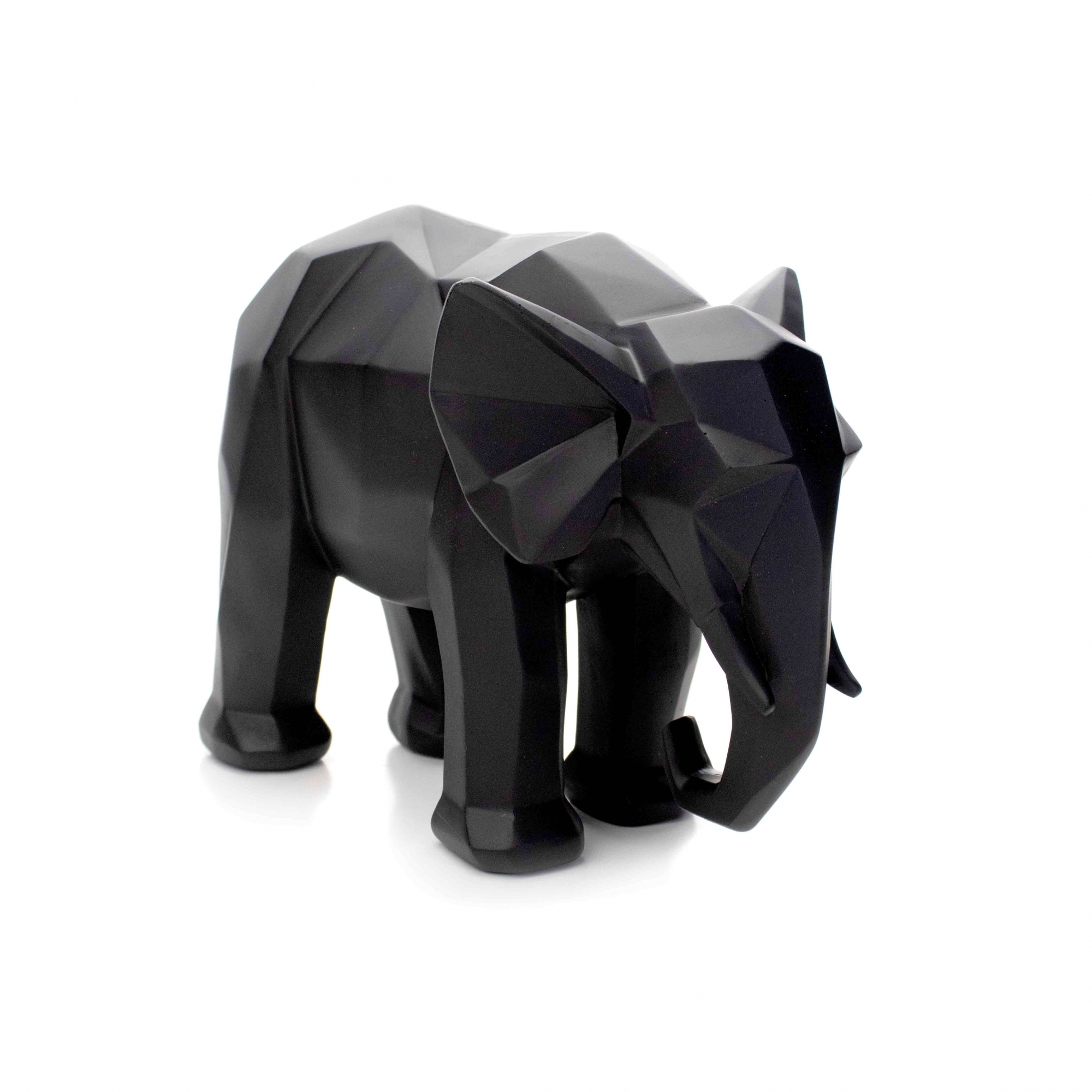 Escultura Elefante em Poliresina Preto 20x25x13 cm - D'Rossi